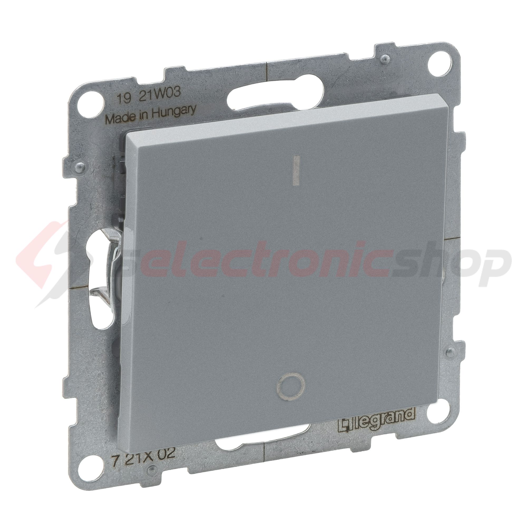 Suno 102 2P kapcsoló (O-I) 102 2P kapcsoló betét közp. fedéllel alumínium süllyesztett LEGRAND - 721302