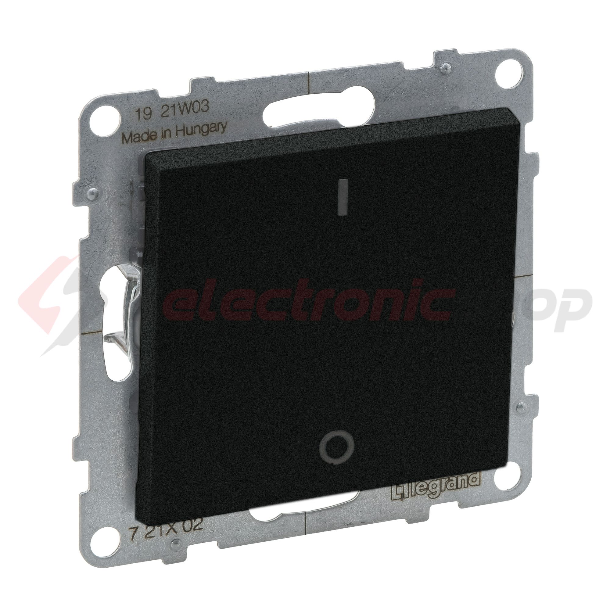 Suno 102 2P kapcsoló (O-I) 102 2P kapcsoló betét közp. fedéllel fekete süllyesztett IP20 LEGRAND - 721402