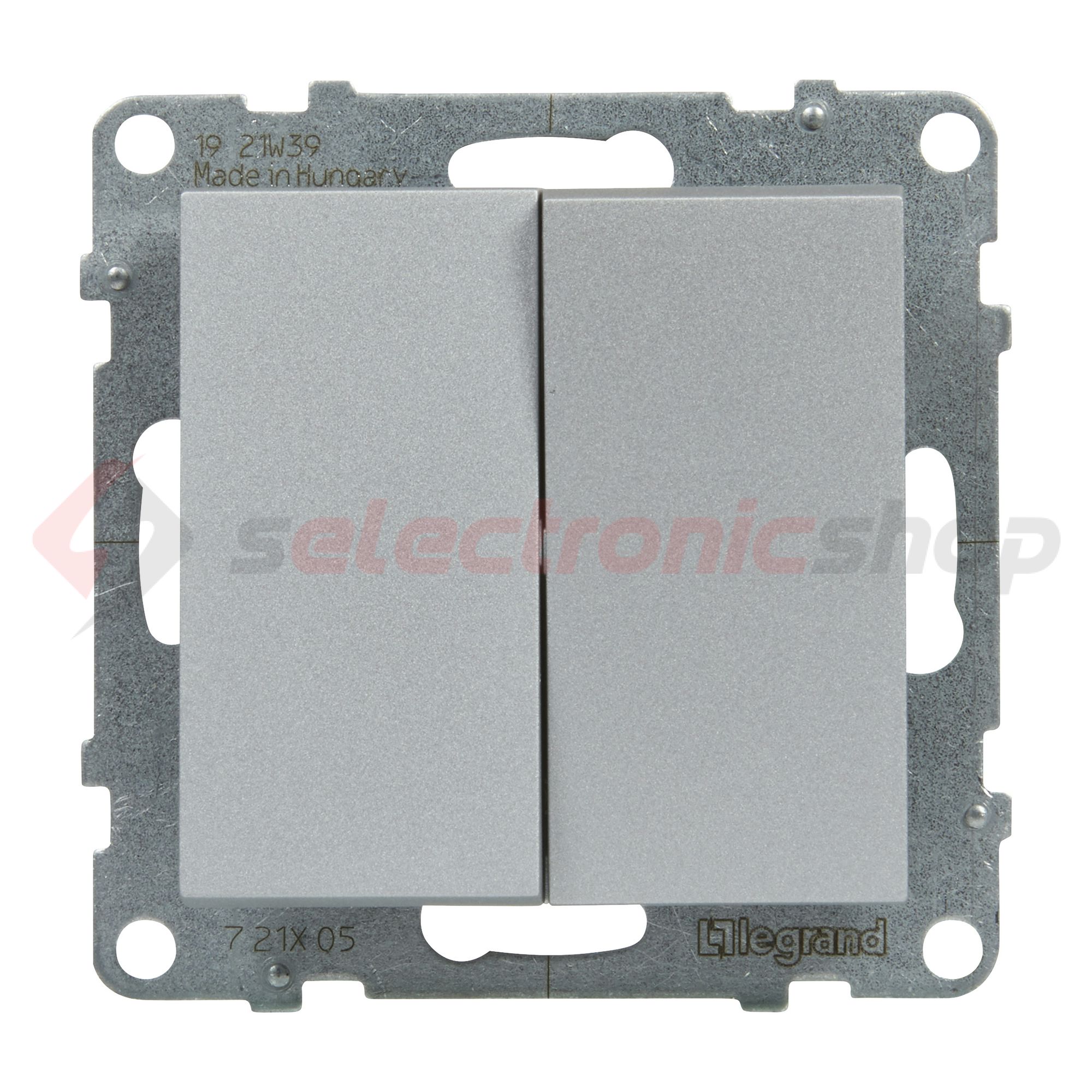 Suno 105 2x1P csillárkapcsoló 101 1P kapcsoló betét közp. fedéllel alumínium süllyesztett LEGRAND - 721305