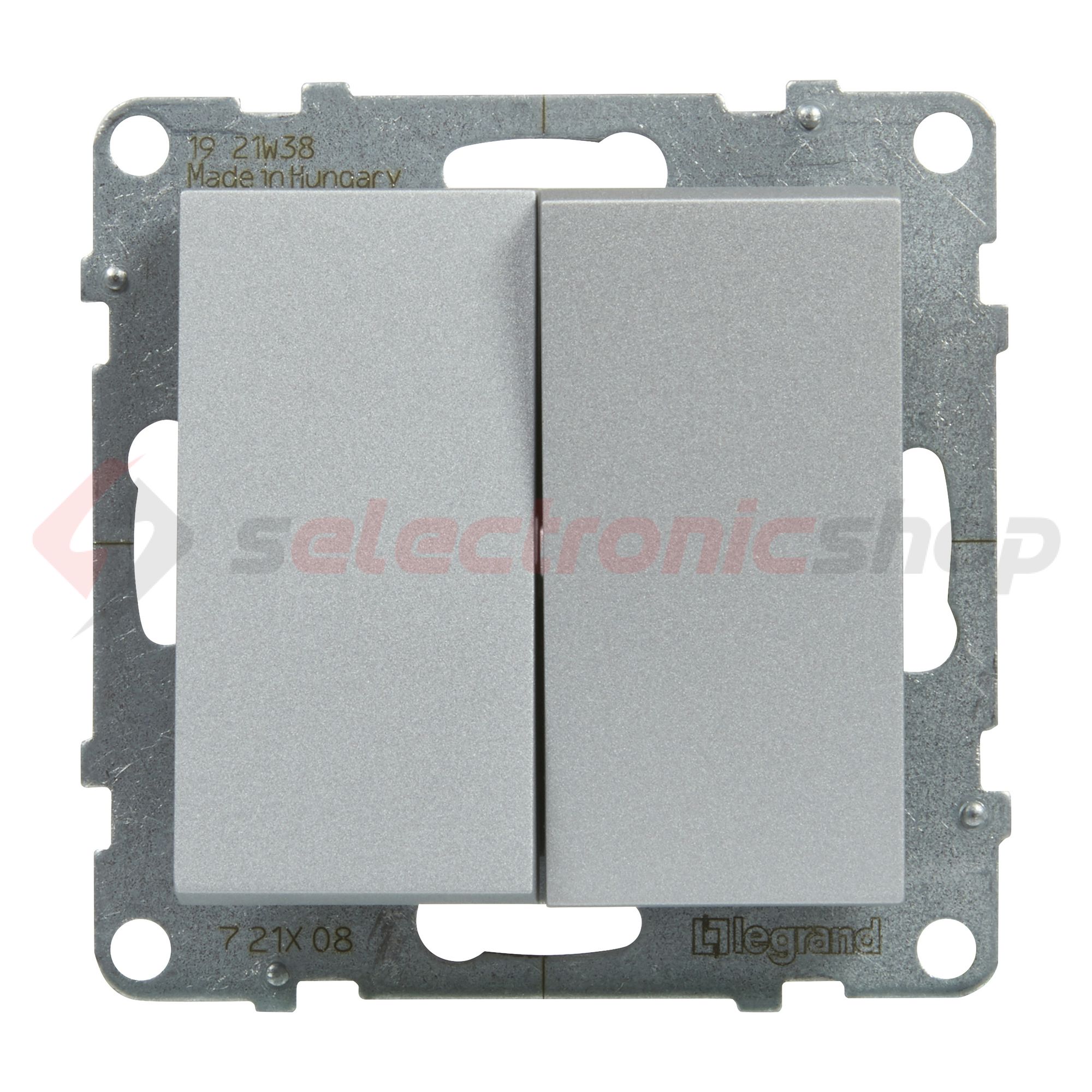 Suno 106+6 kettős váltókapcsoló 106+6 kettős váltókapcsoló betét közp. fedéllel alumínium LEGRAND - 721308