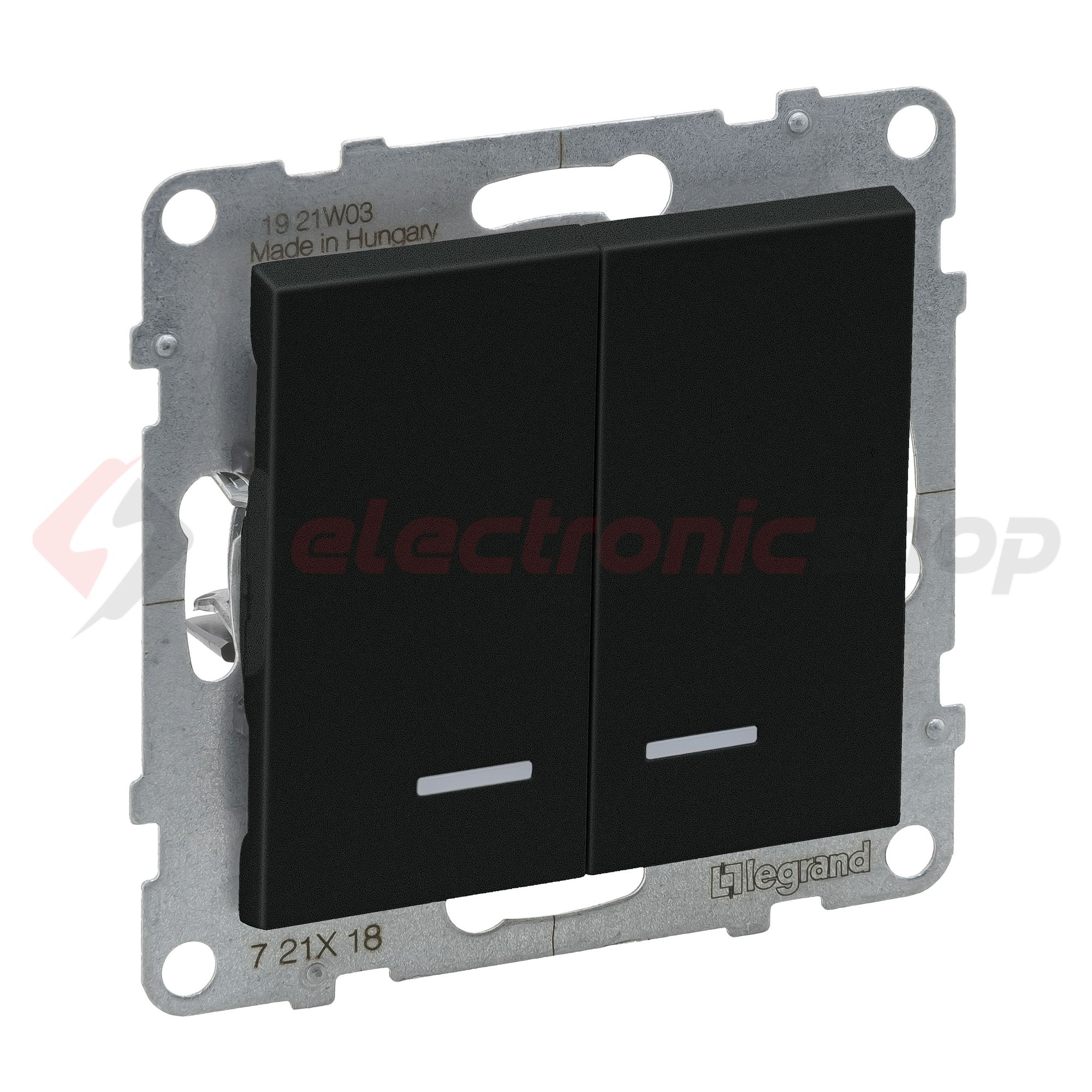 Suno 106+6 kettős váltókapcsoló +jelzőfény 106+6 kettős váltókapcsoló fekete süllyesztett LEGRAND - 721418