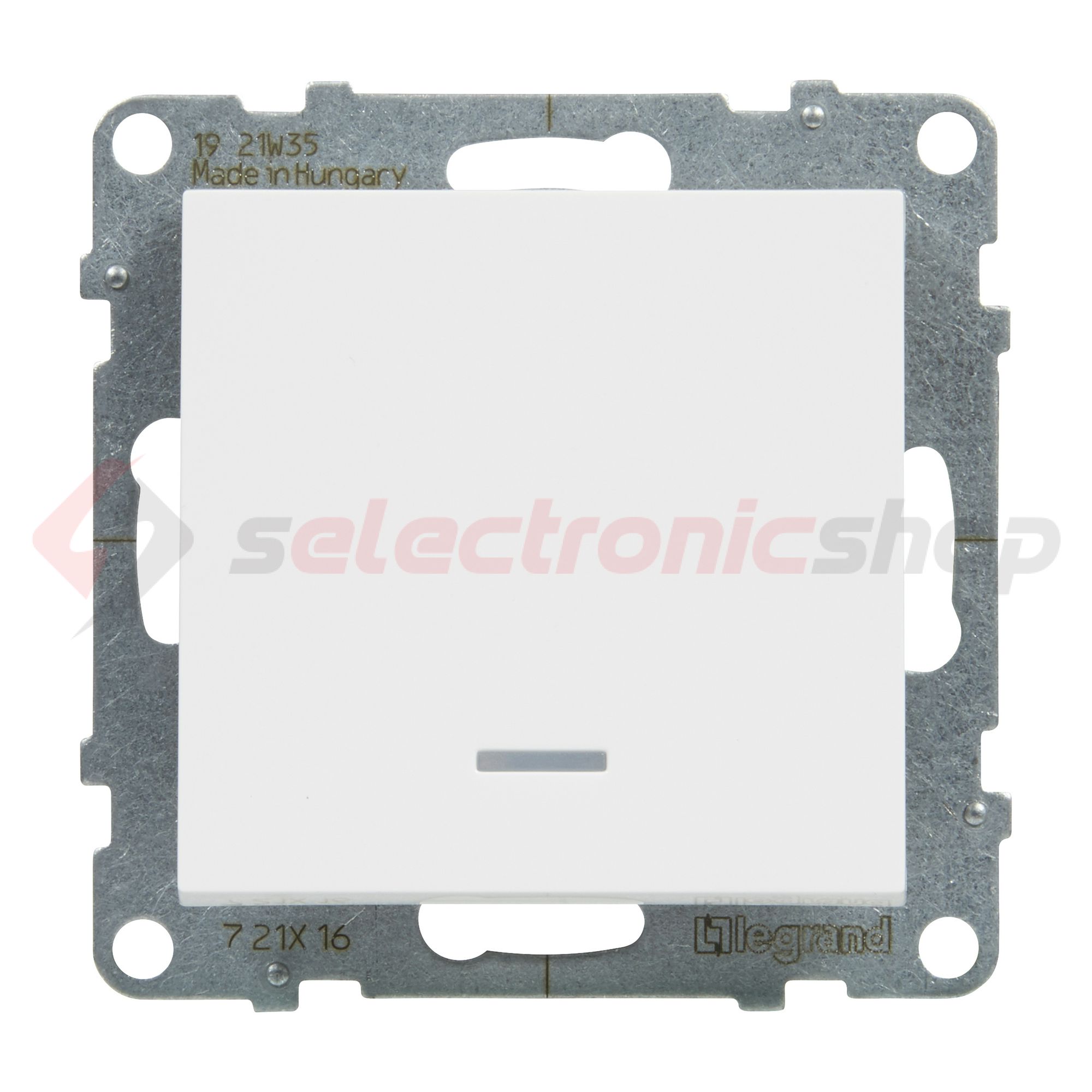 Suno 106 váltókapcsoló +jelzőfény 106 váltókapcsoló betét közp. fedéllel fehér rugós IP20 LEGRAND - 721116