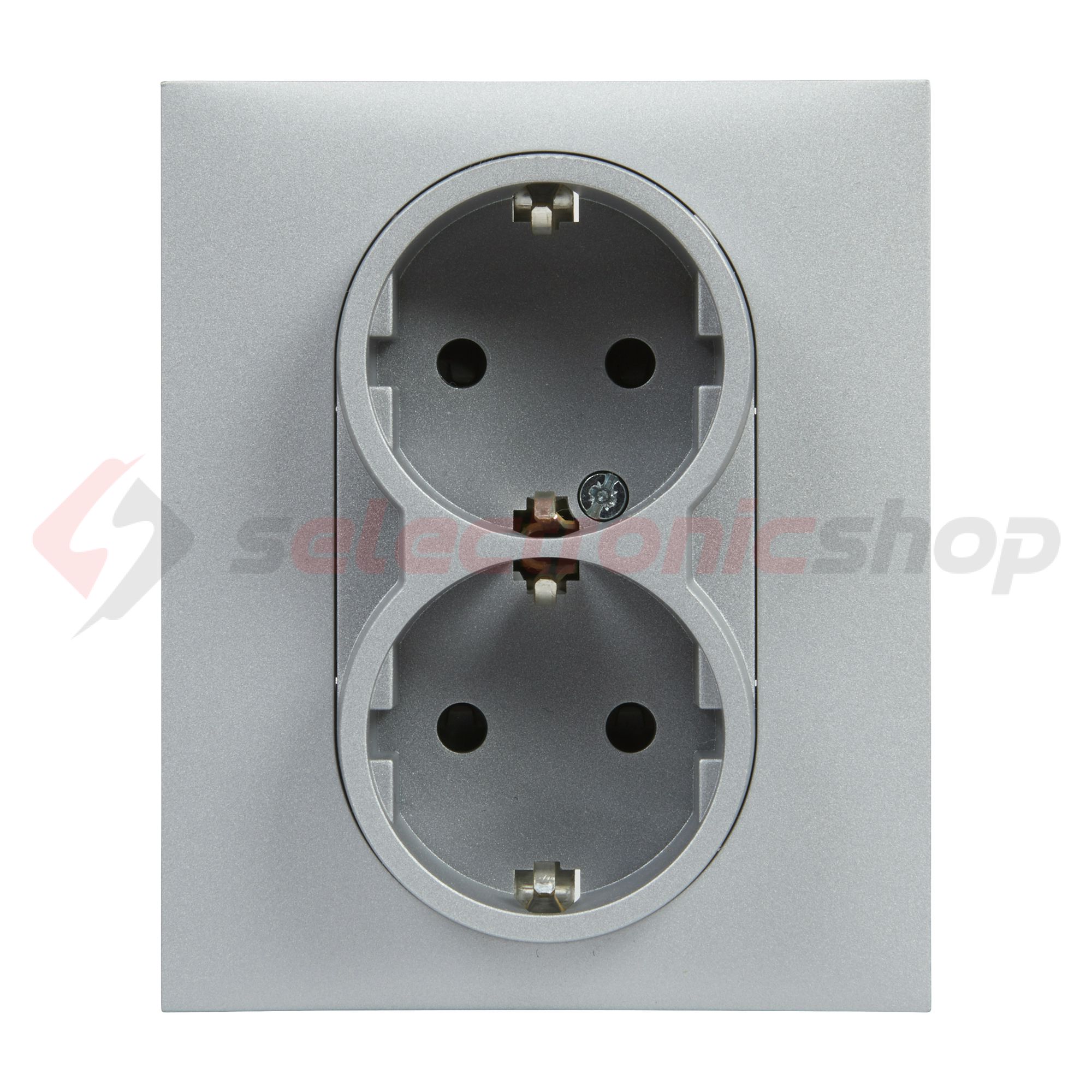 Suno 162/2 dugalj földelt gyerekzárral alumínium IP20 süllyesztett rugós LEGRAND - 721326