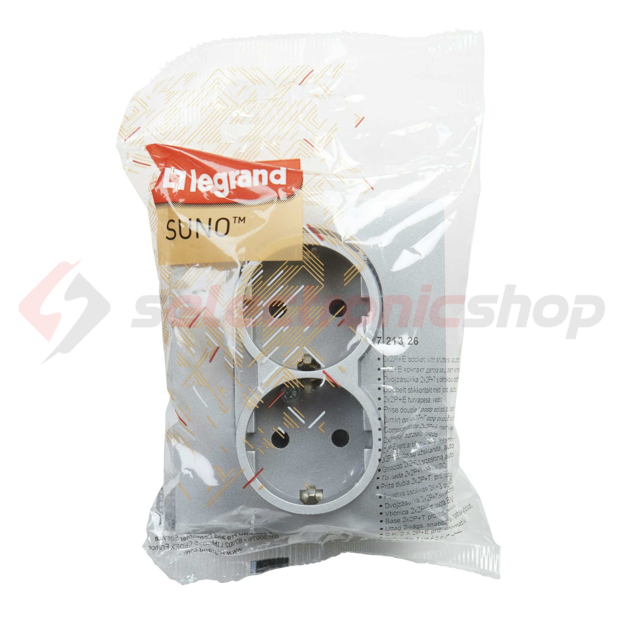 Suno 162/2 dugalj földelt gyerekzárral alumínium IP20 süllyesztett rugós LEGRAND - 721326