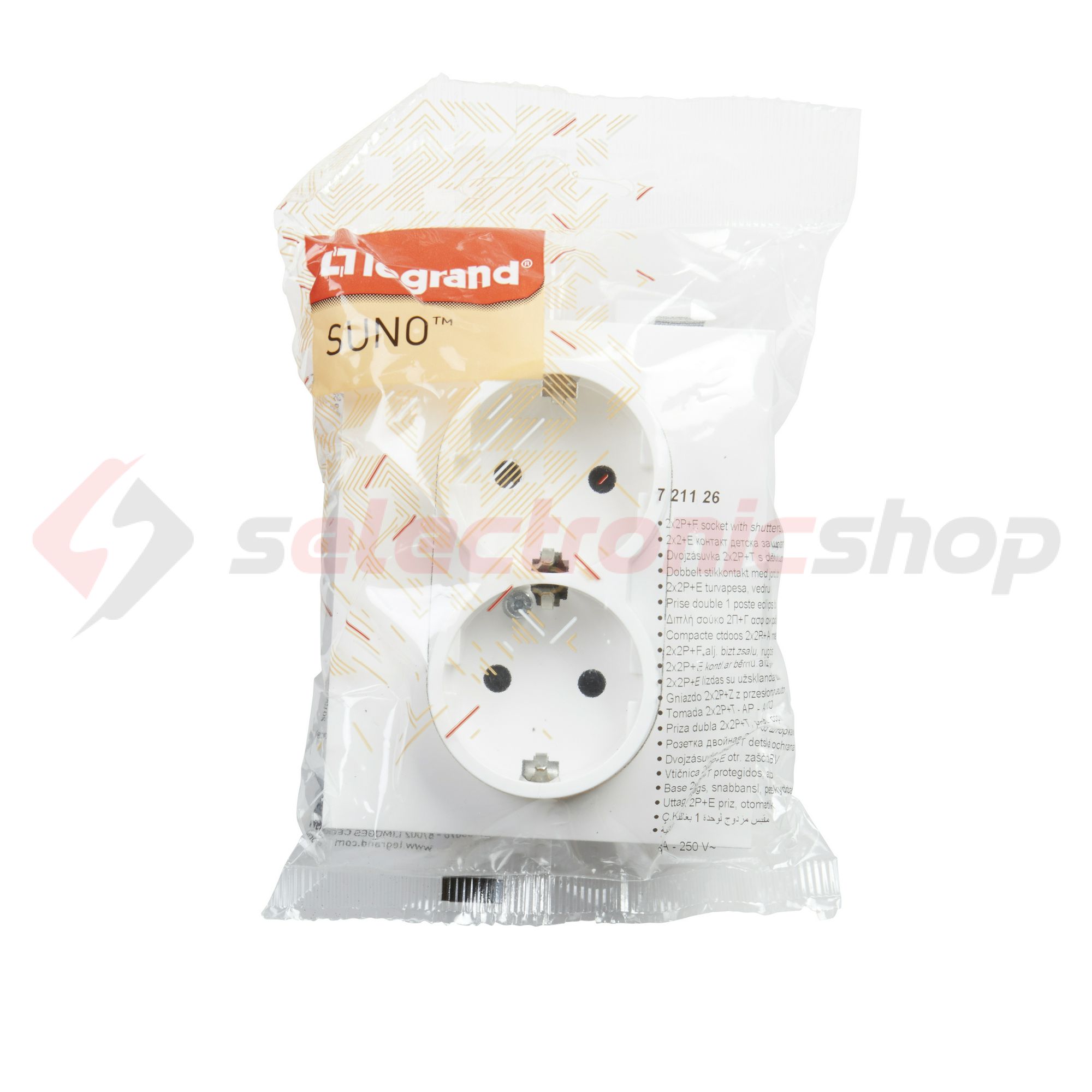 Suno 162/2 dugalj földelt gyerekzárral fehér IP20 süllyesztett rugós LEGRAND - 721126