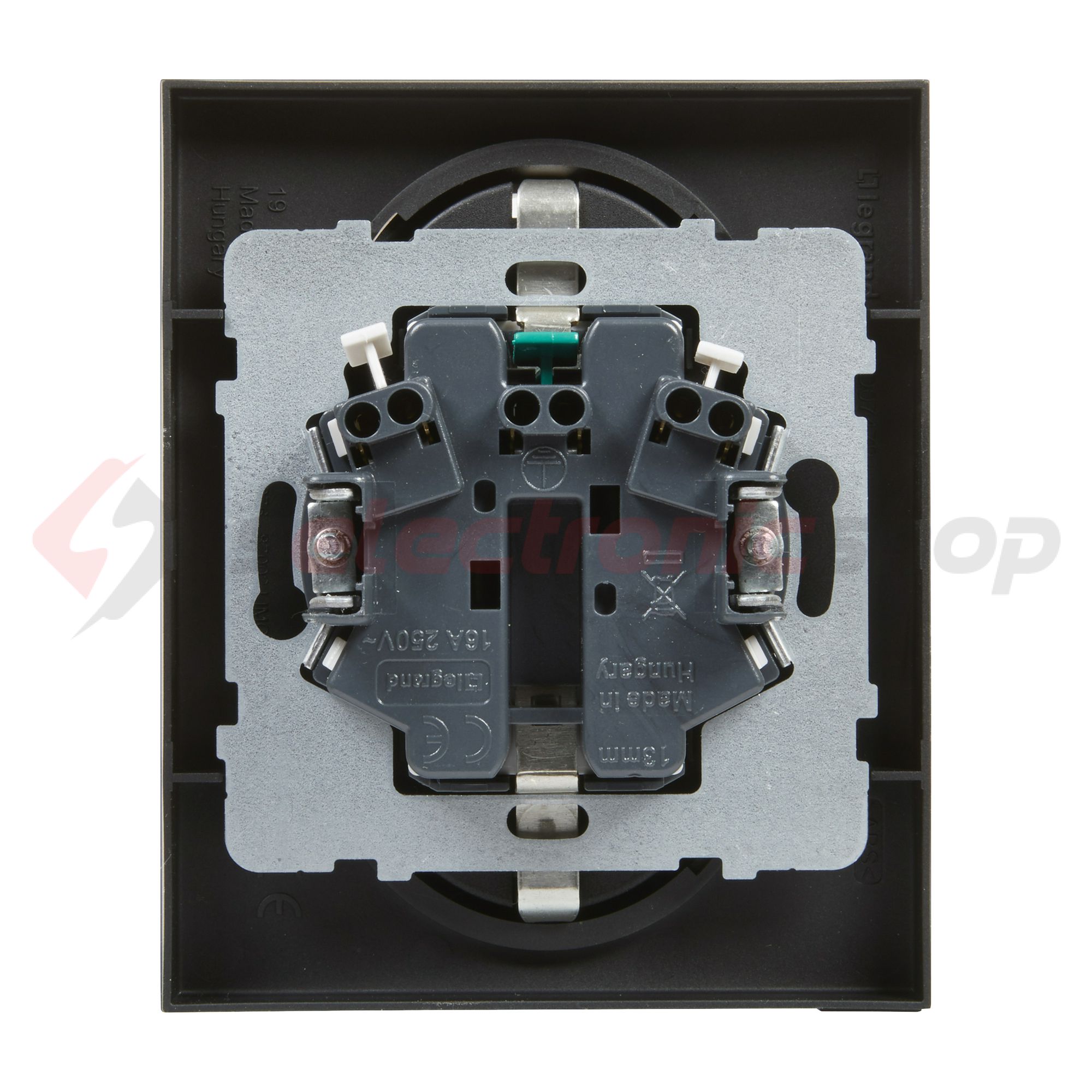 Suno 162/2 dugalj földelt gyerekzárral fekete IP20 süllyesztett rugós LEGRAND - 721426