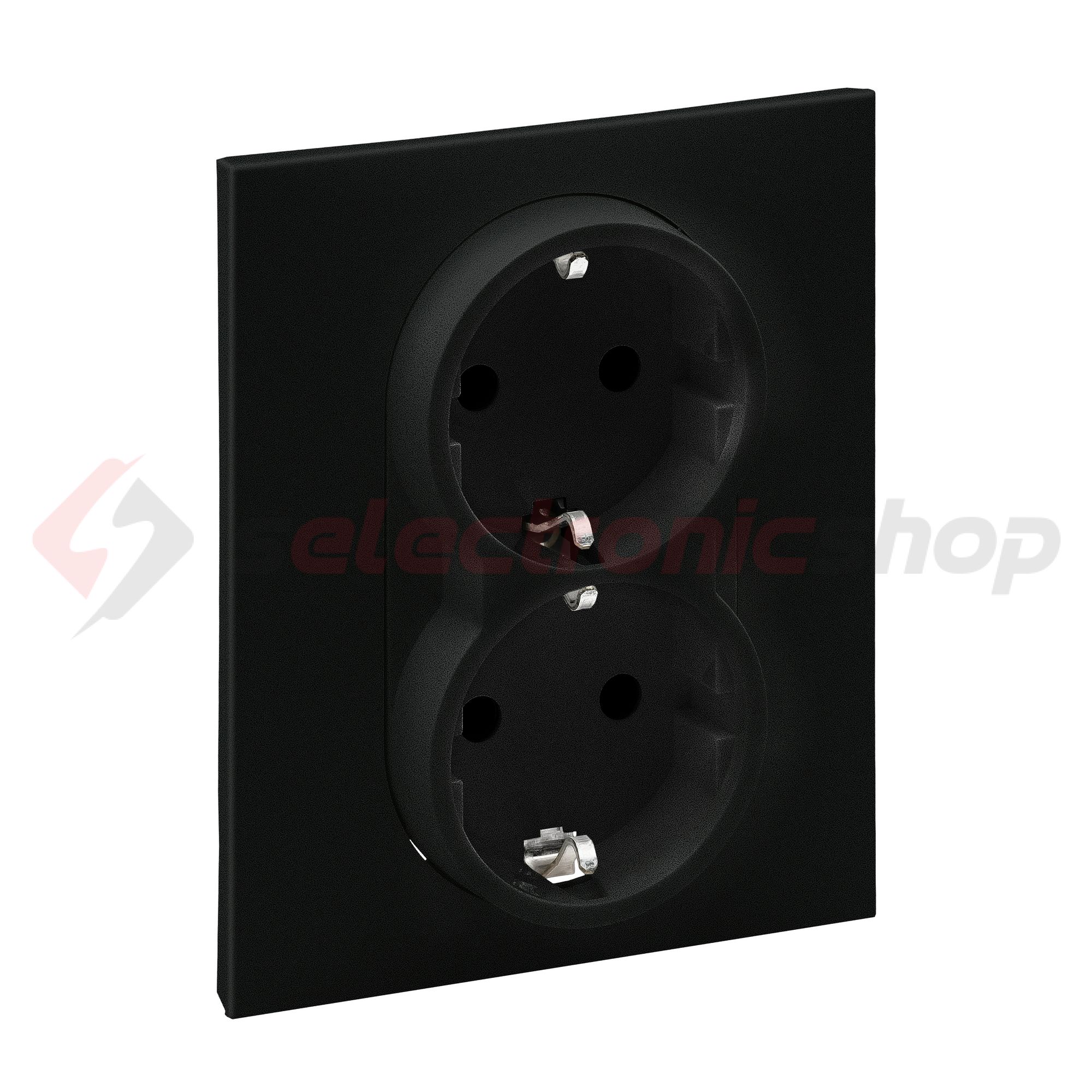 Suno 162/2 dugalj földelt gyerekzárral fekete IP20 süllyesztett rugós LEGRAND - 721426