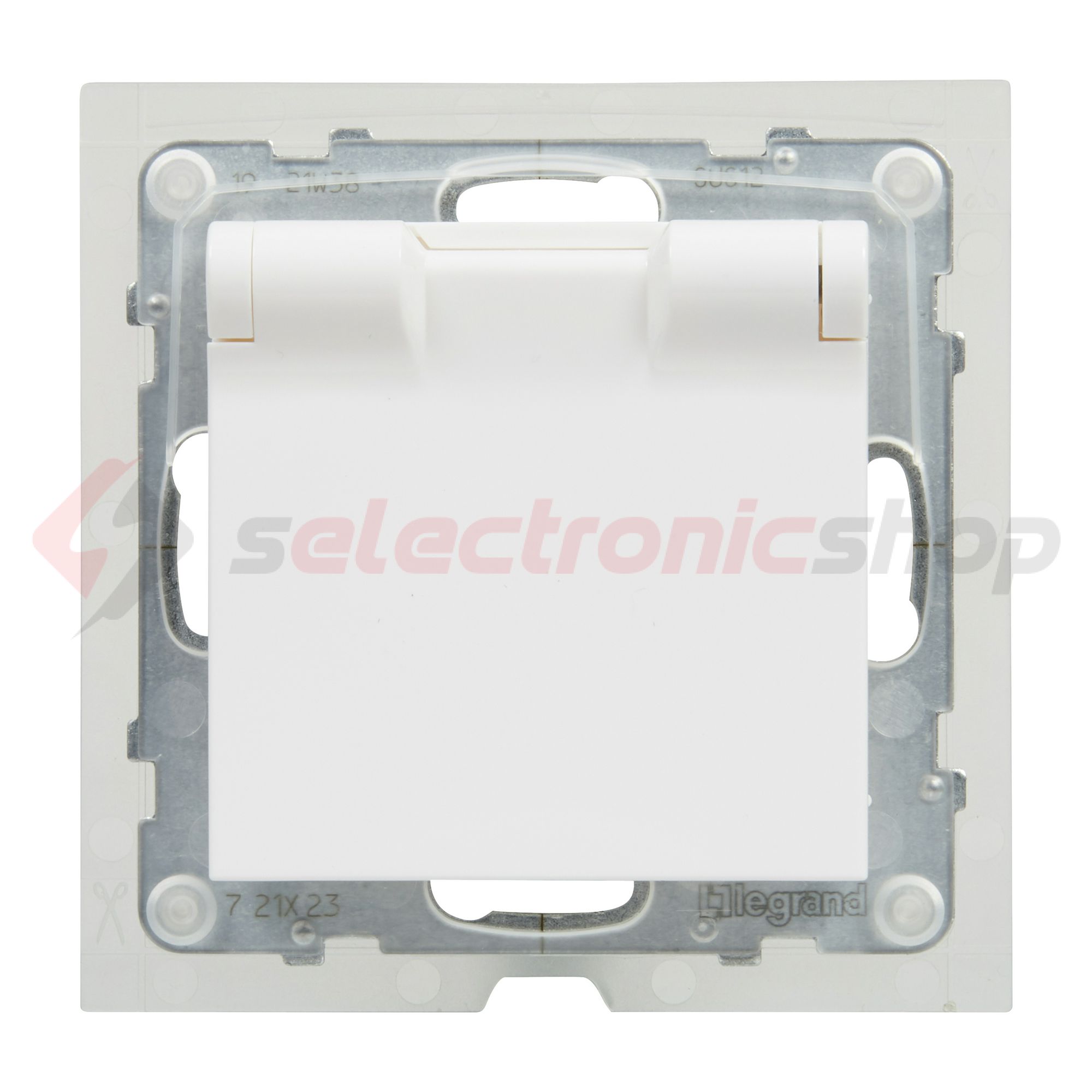 Suno 162 dugalj földelt csapófedéllel gyerekzárral fehér IP44 süllyesztett rugós LEGRAND - 721123