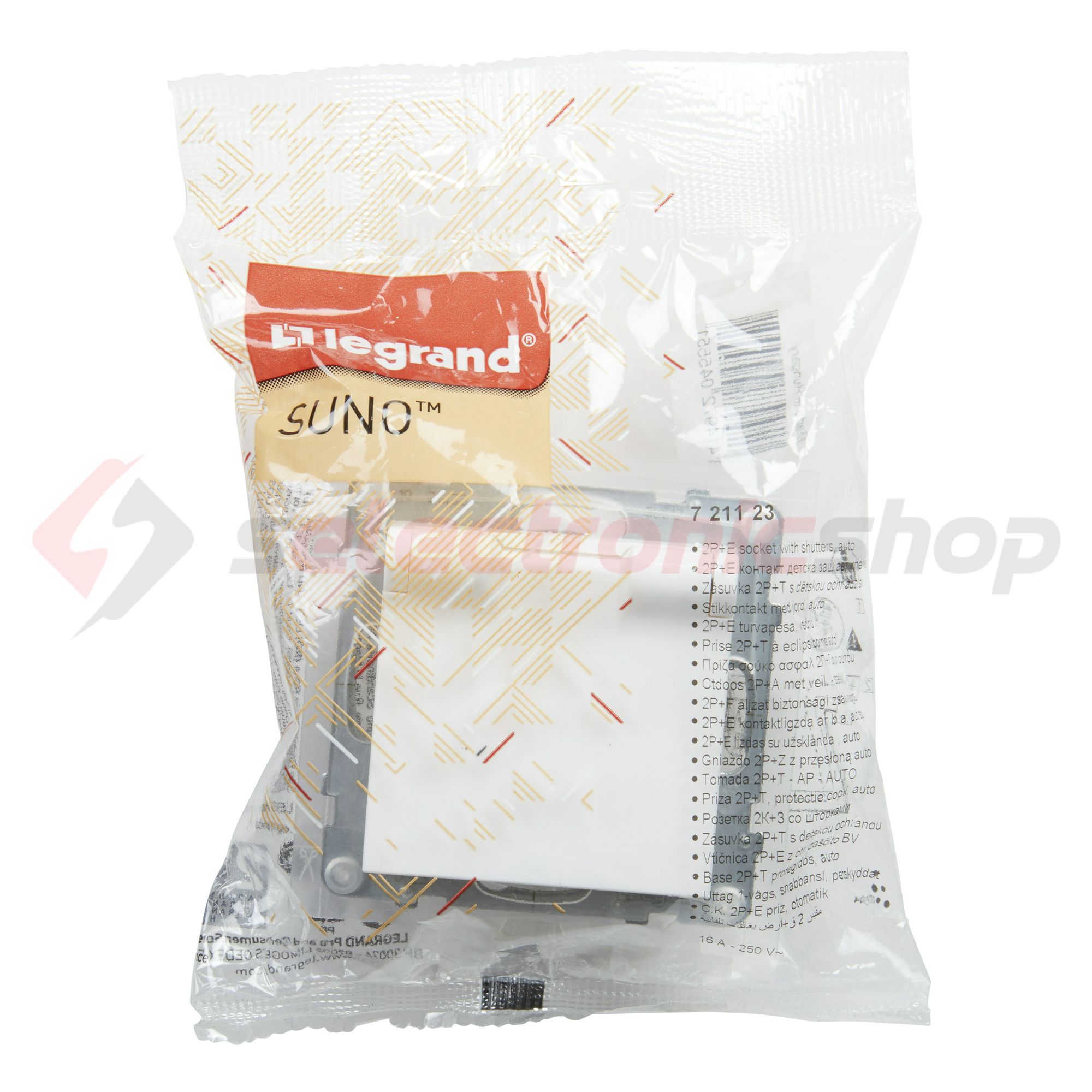 Suno 162 dugalj földelt csapófedéllel gyerekzárral fehér IP44 süllyesztett rugós LEGRAND - 721123