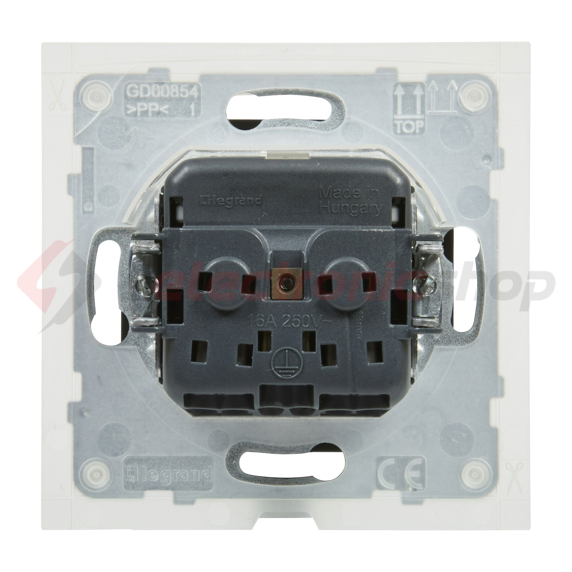 Suno 162 dugalj földelt csapófedéllel gyerekzárral fekete IP44 süllyesztett rugós LEGRAND - 721423