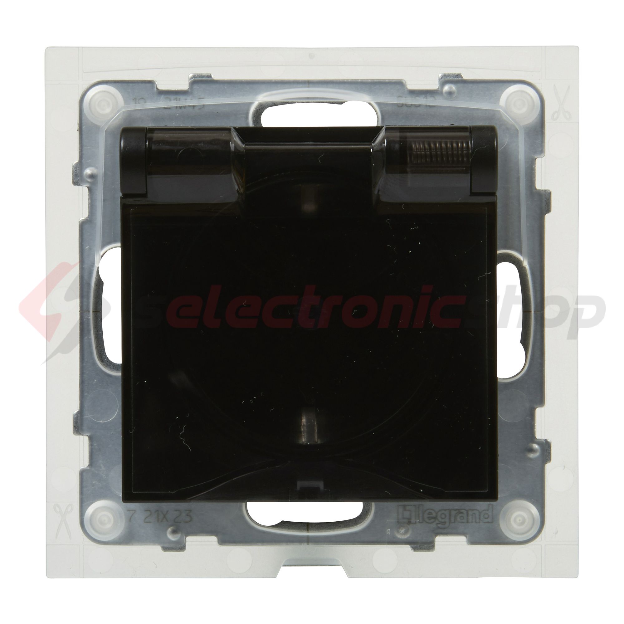 Suno 162 dugalj földelt csapófedéllel gyerekzárral fekete IP44 süllyesztett rugós LEGRAND - 721423