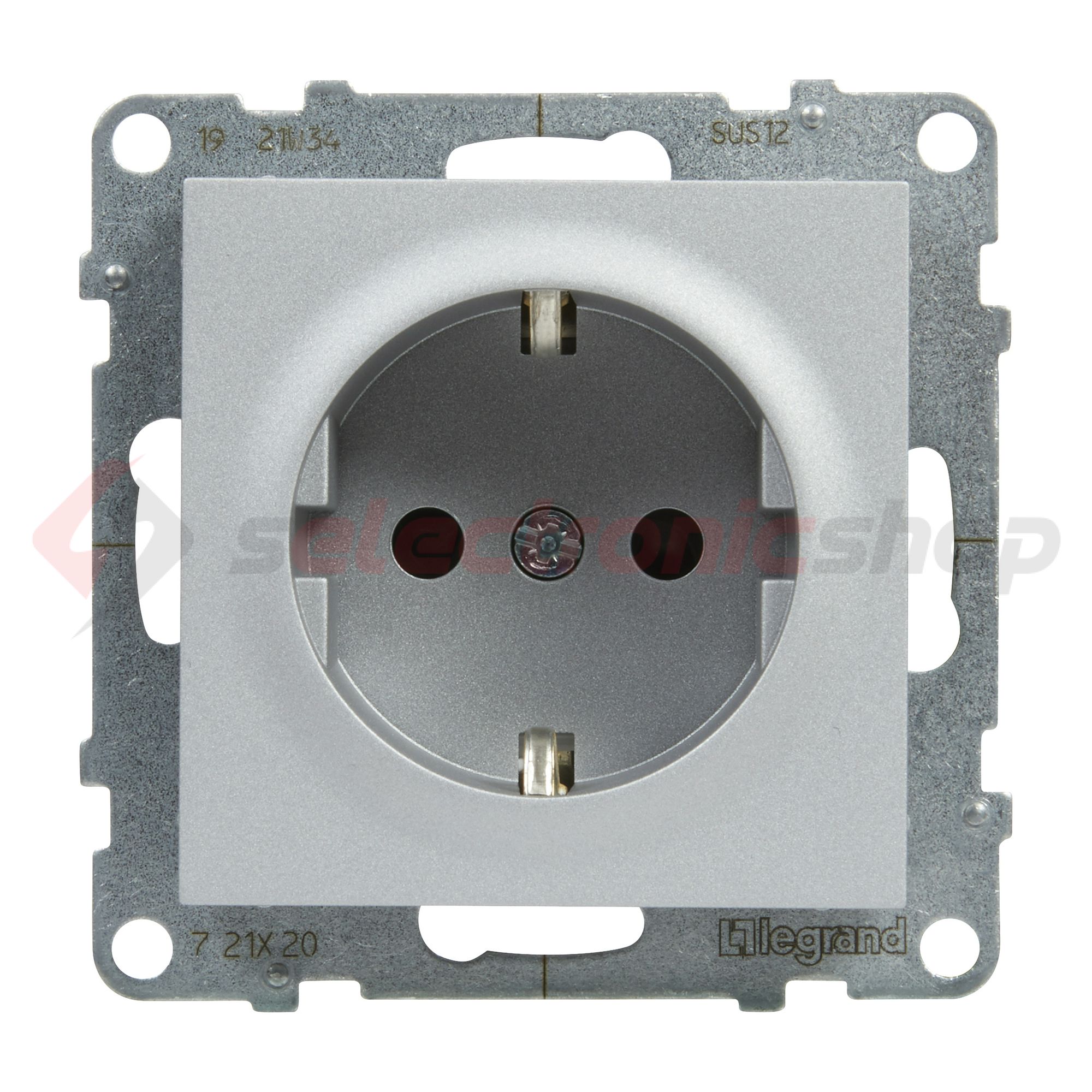 Suno 162 dugalj földelt gyerekzárral alumínium IP20 süllyesztett rugós LEGRAND - 721320