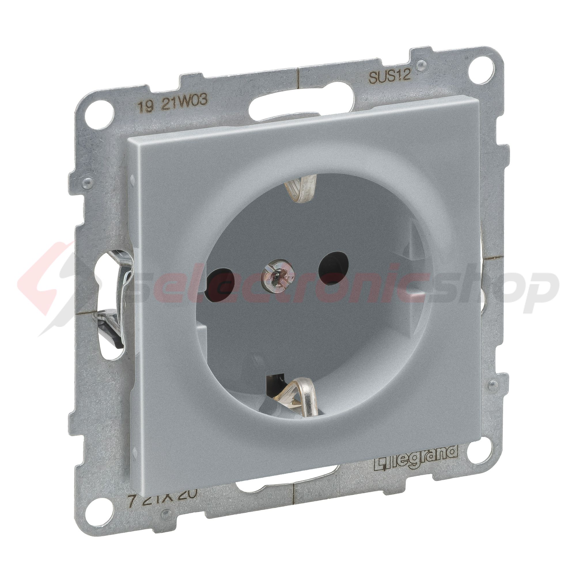 Suno 162 dugalj földelt gyerekzárral alumínium IP20 süllyesztett rugós LEGRAND - 721320