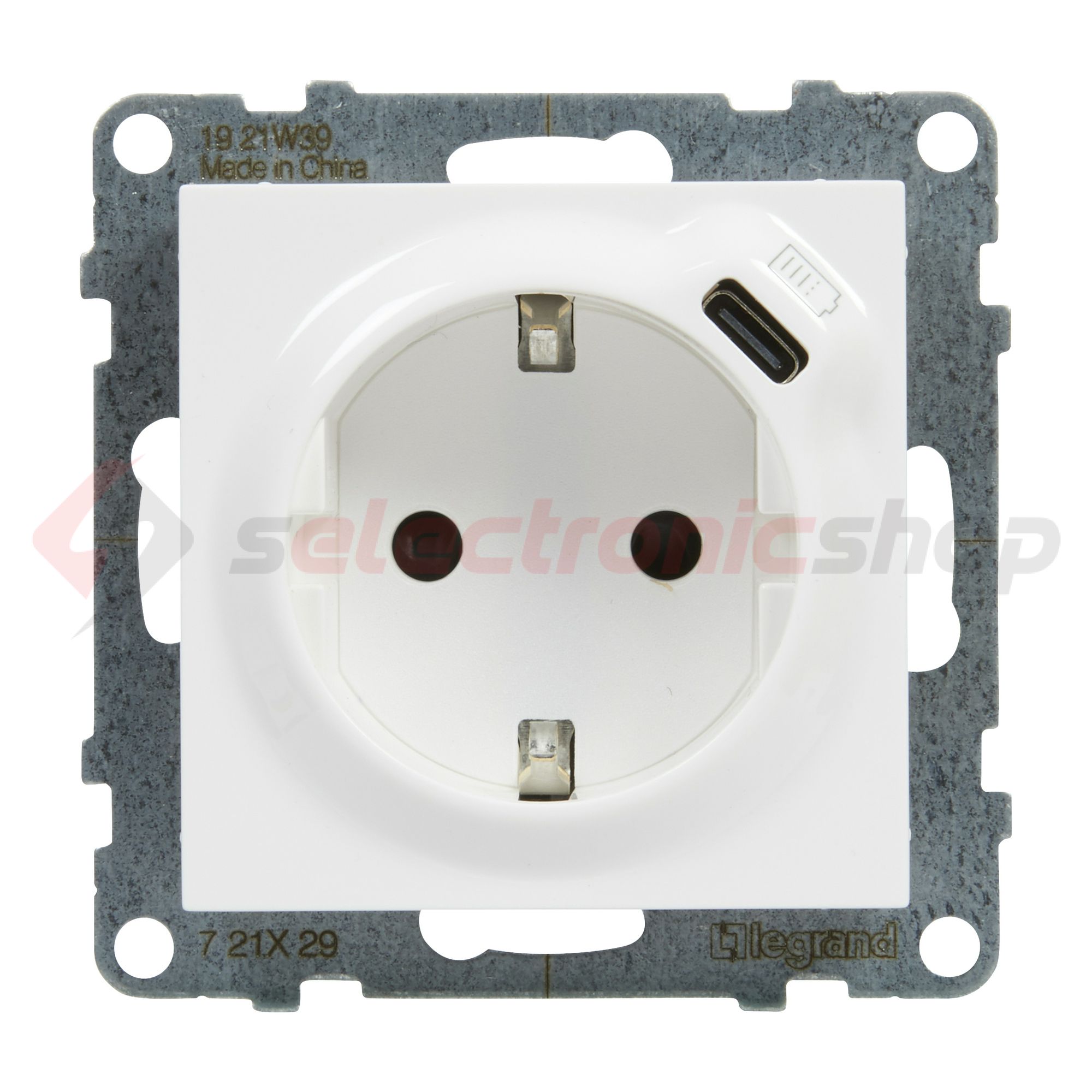 Suno 162 dugalj +USB-C földelt gyerekzárral fehér IP40 süllyesztett rugós LEGRAND - 721129