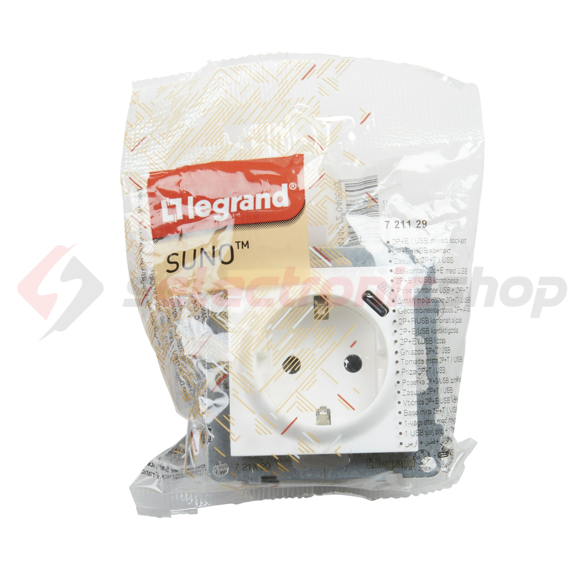 Suno 162 dugalj +USB-C földelt gyerekzárral fehér IP40 süllyesztett rugós LEGRAND - 721129
