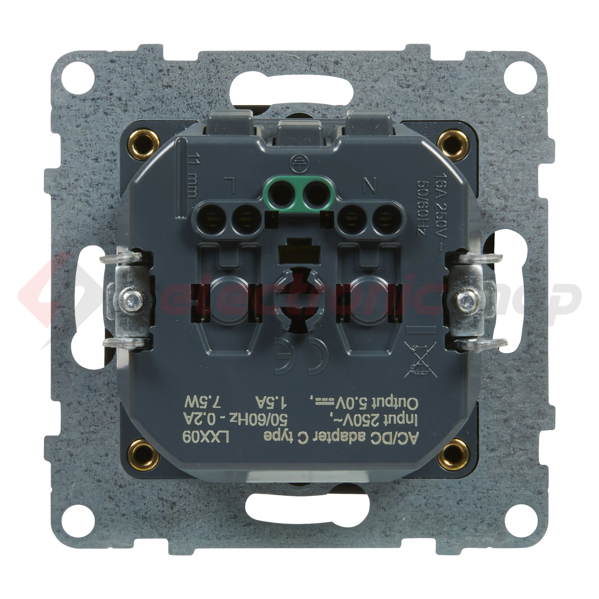 Suno 162 dugalj +USB-C földelt gyerekzárral fekete IP40 süllyesztett rugós LEGRAND - 721429