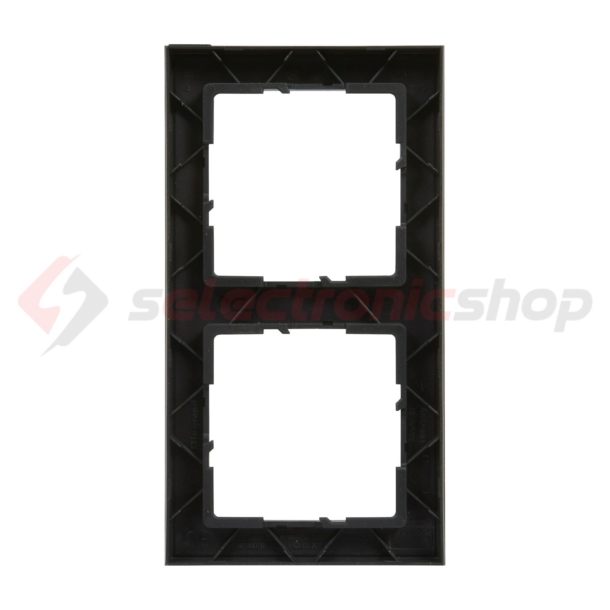 Suno keret mintás 2-egység vízszintes és függőleges műanyag fekete lakkozott LEGRAND - 721572