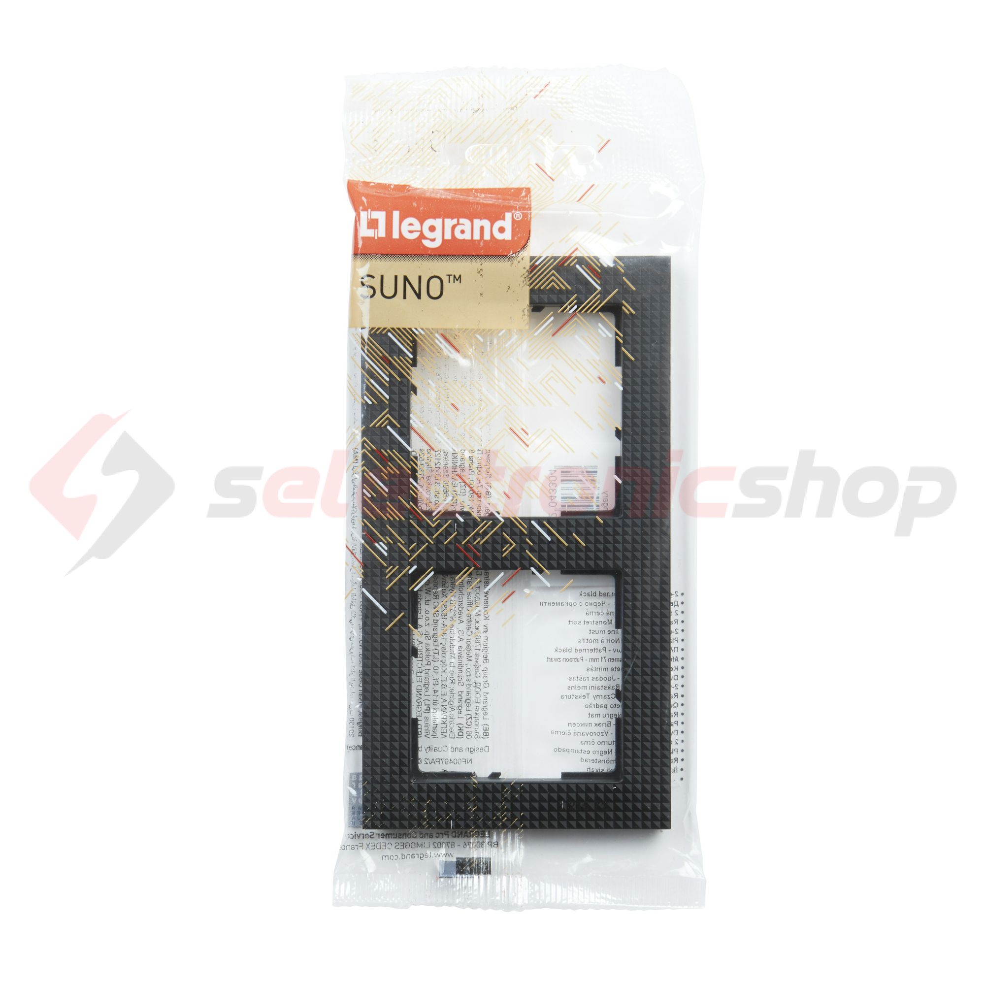 Suno keret mintás 2-egység vízszintes és függőleges műanyag fekete lakkozott LEGRAND - 721572