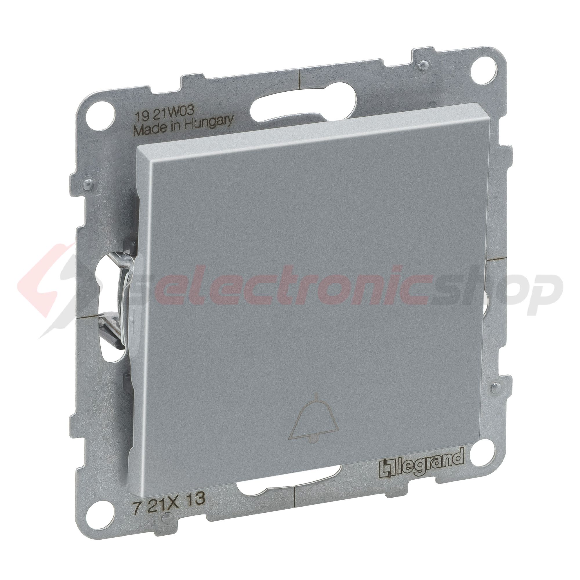 Suno N101 nyomó betét közp. fedéllel 1- nyomógomb 1z alumínium csengő IP20 műanyag LEGRAND - 721313