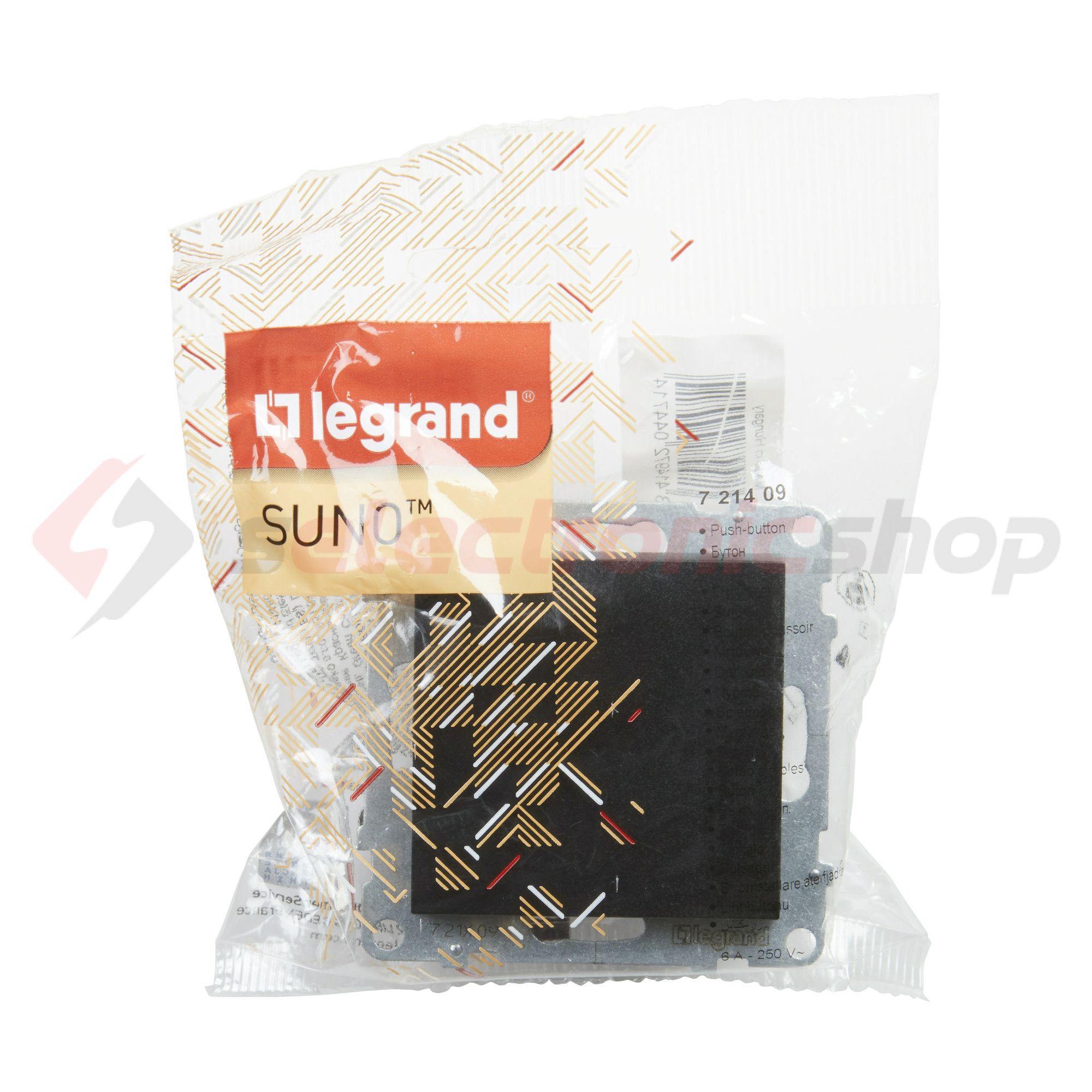 Suno N101 nyomó betét közp. fedéllel 1- nyomógomb 1z fekete IP20 süllyesztett dmax. LEGRAND - 721409