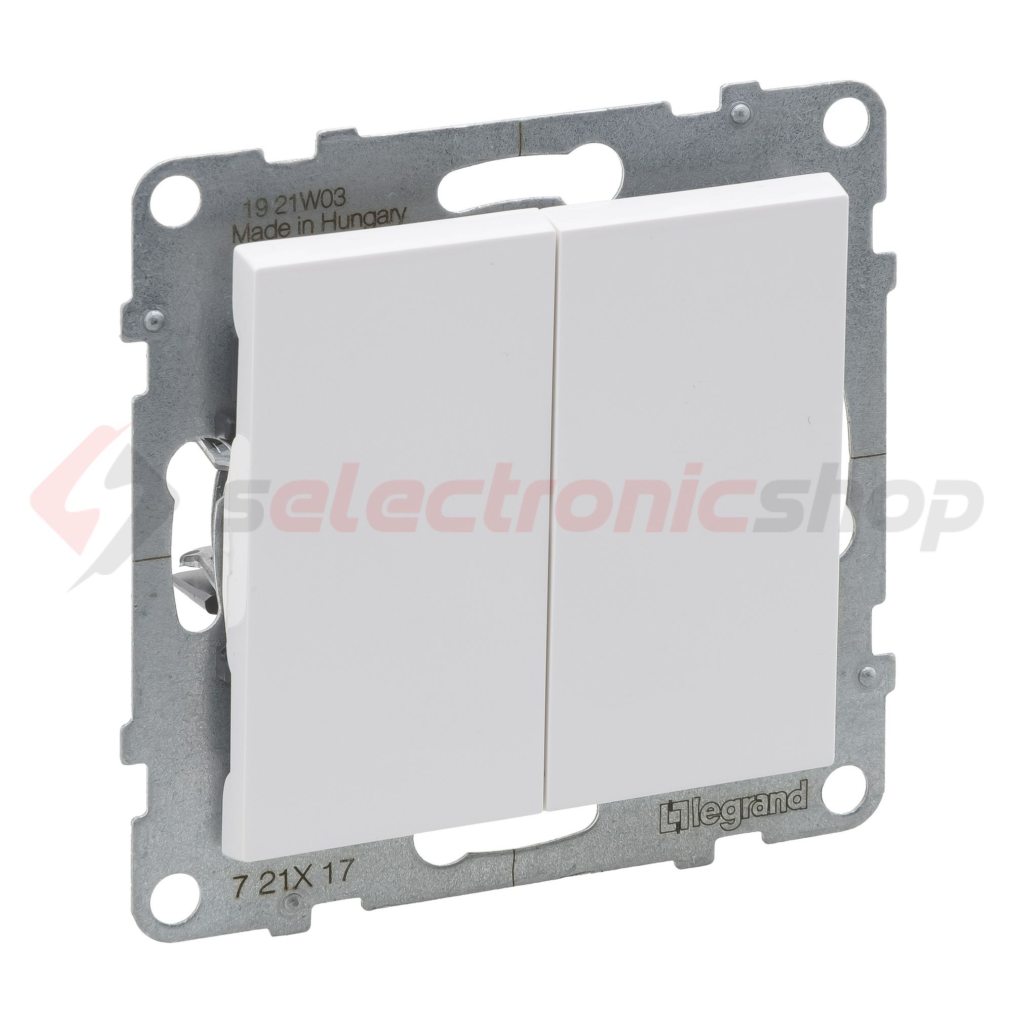 Suno N101 nyomó betét közp. fedéllel 2- nyomógomb 2z fehér IP20 süllyesztett dmax. LEGRAND - 721117