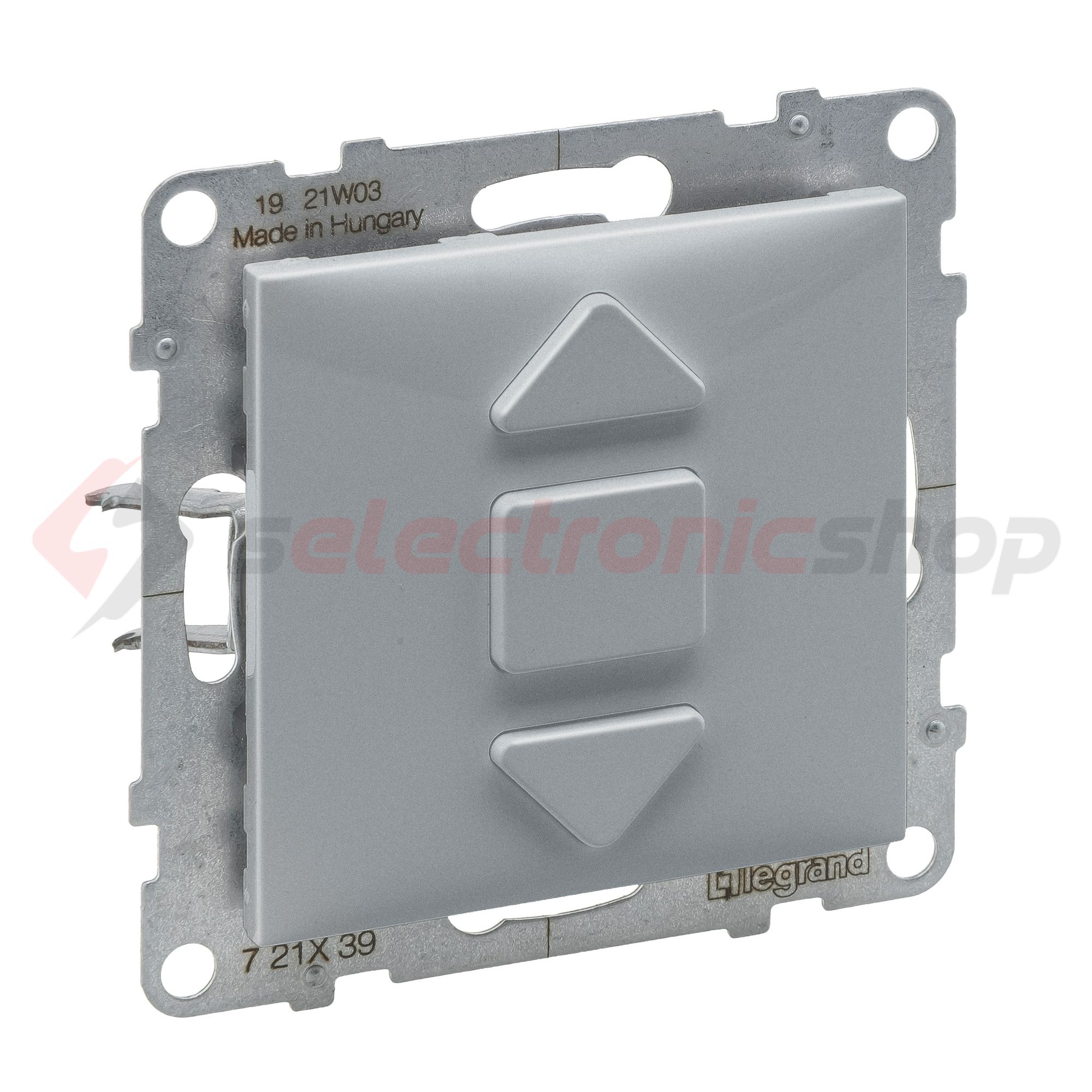 Suno redőnymozgató 1P betét közp. fedéllel R105 1P kapcsoló billentyűs alumínium műanyag LEGRAND - 721339