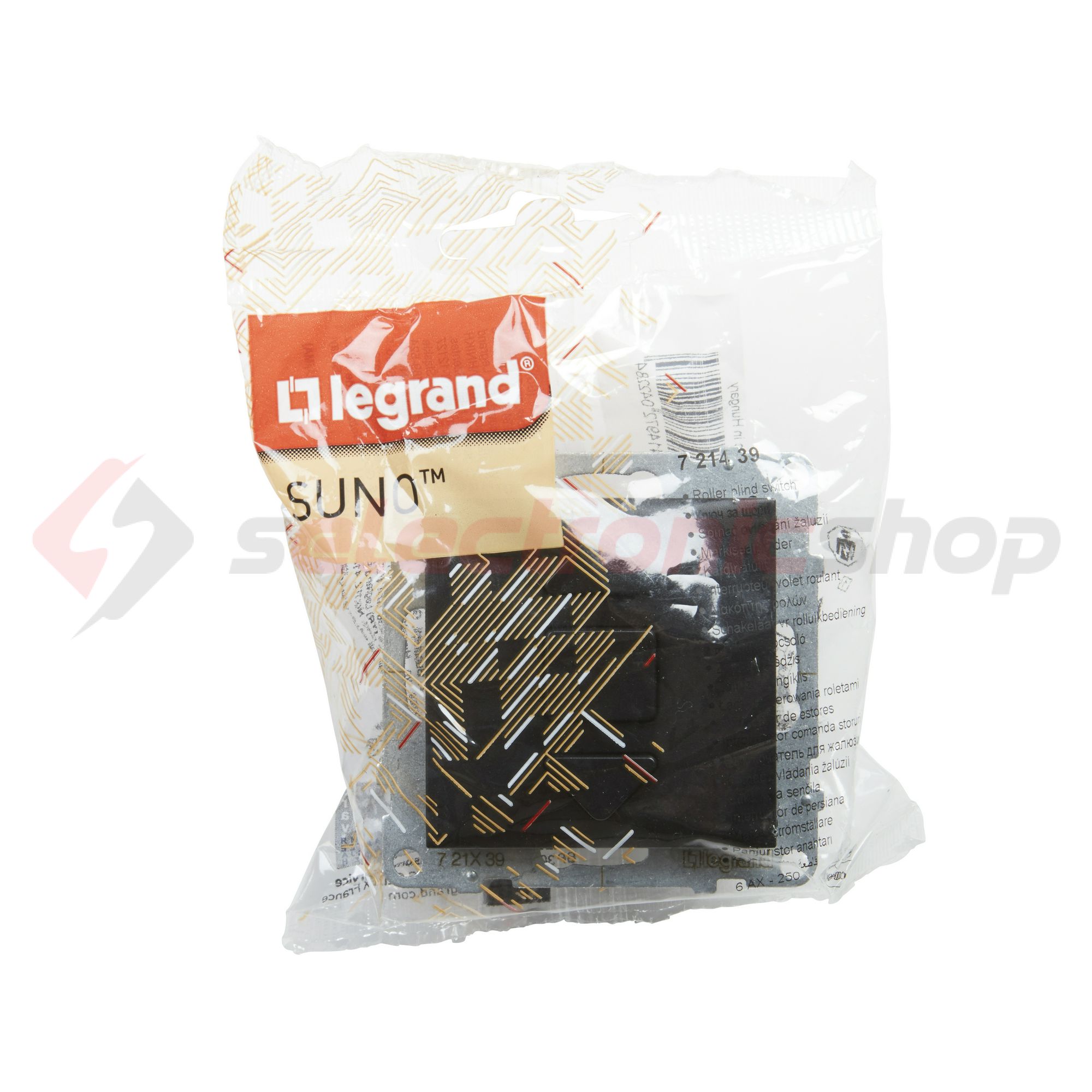 Suno redőnymozgató 1P betét közp. fedéllel R105 1P kapcsoló billentyűs fekete műanyag LEGRAND - 721439