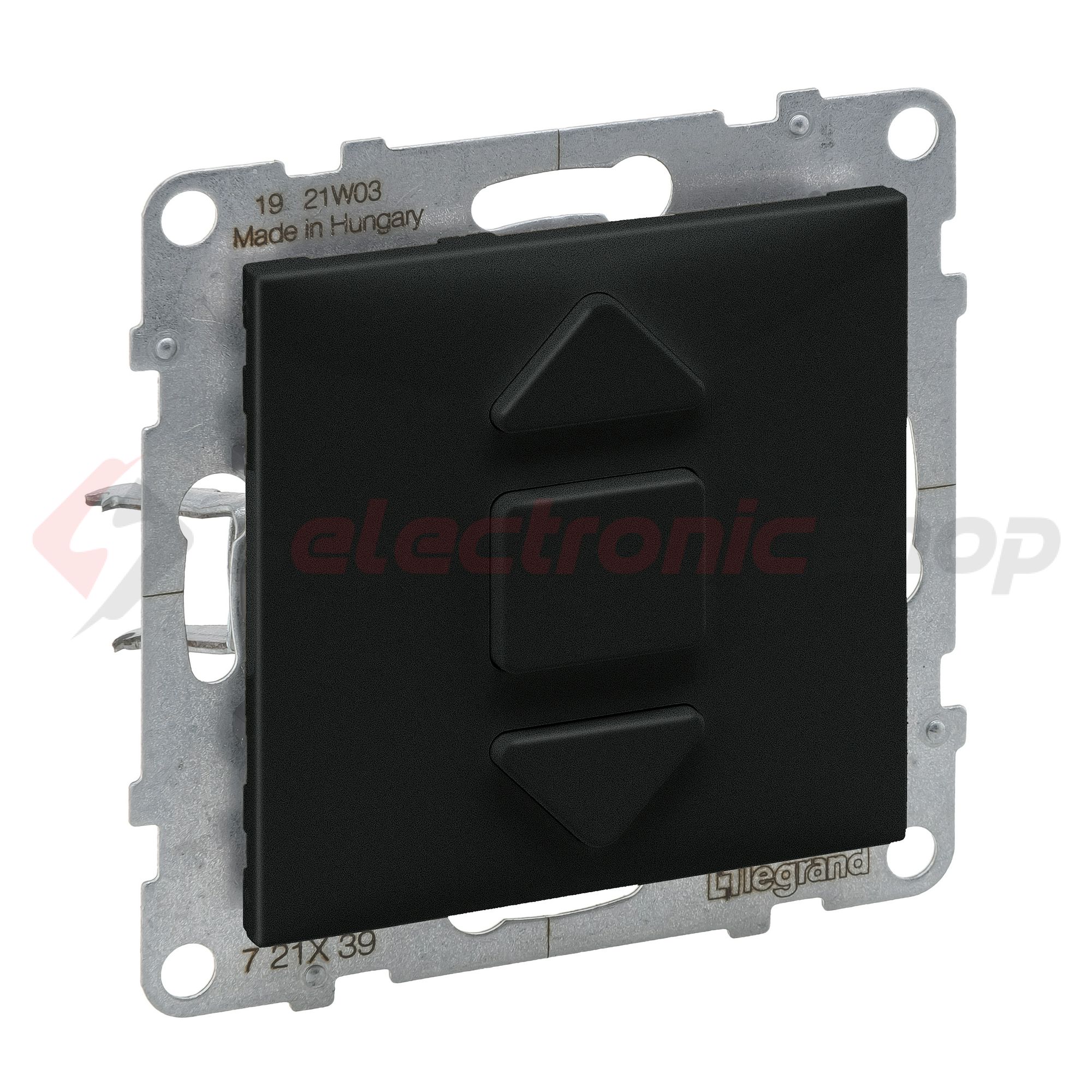 Suno redőnymozgató 1P betét közp. fedéllel R105 1P kapcsoló billentyűs fekete műanyag LEGRAND - 721439