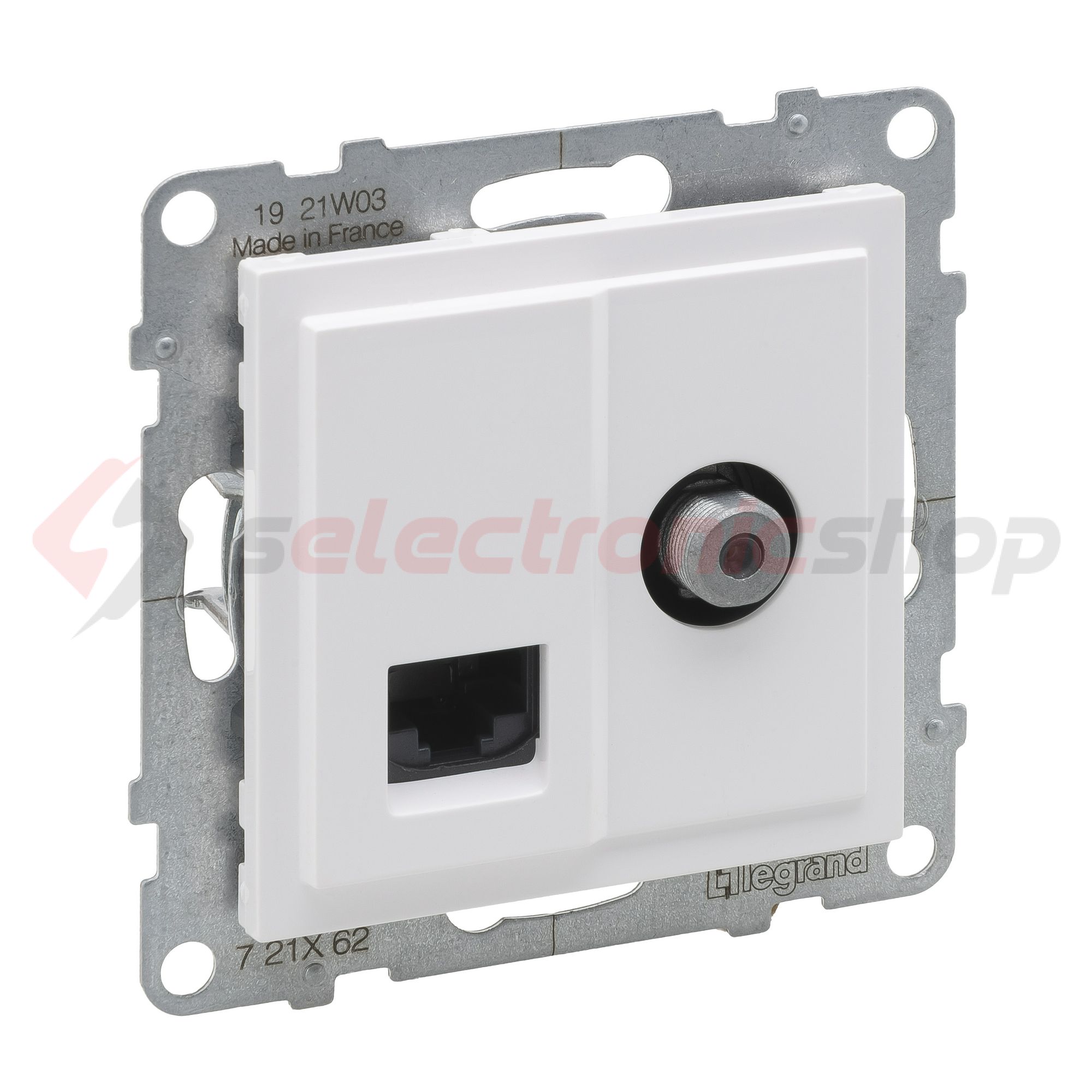 Suno TV (F) végzáró + adatcsatlakozó dugalj UTP RJ45 8(8) Cat6 fehér csavaros LEGRAND - 721162