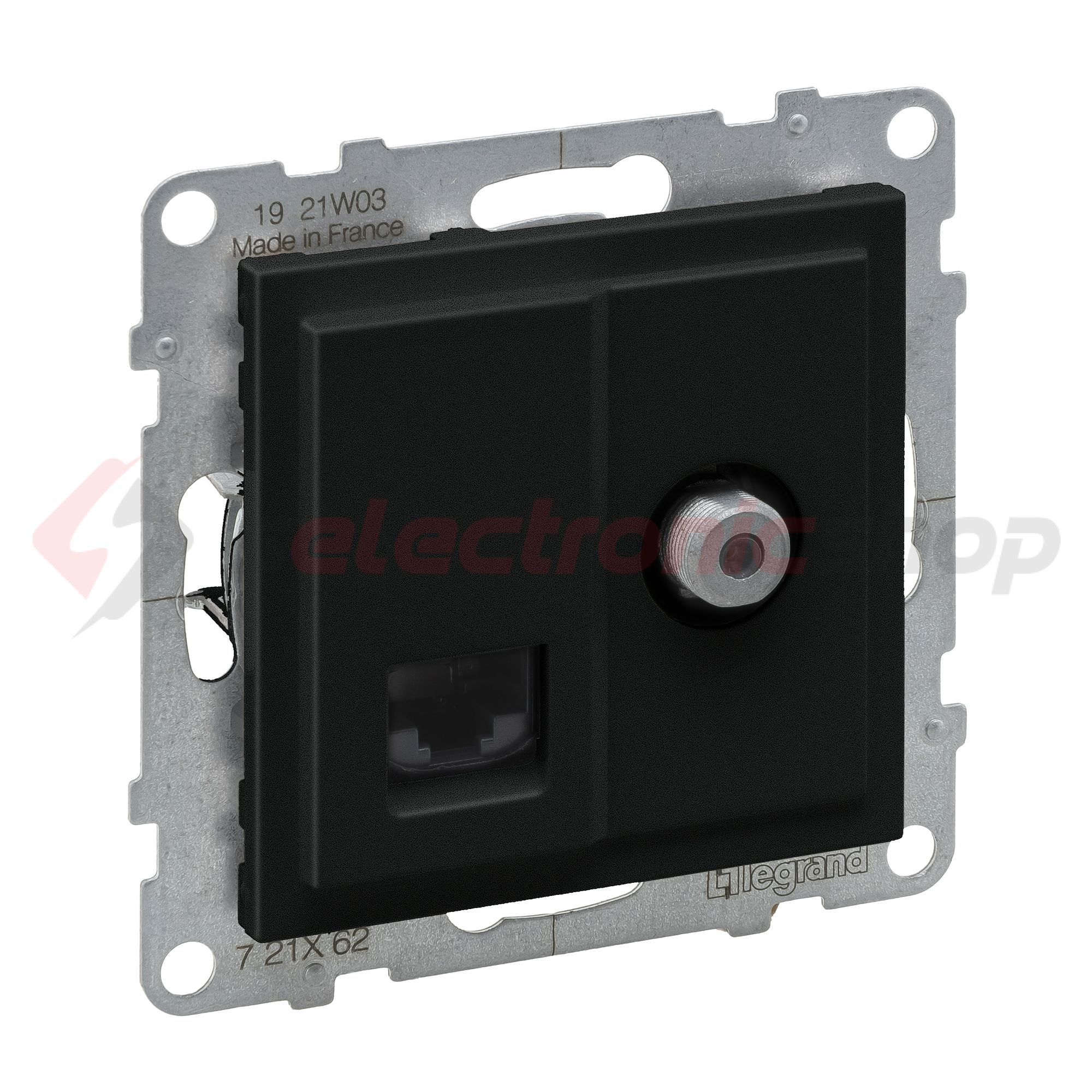 Suno TV (F) végzáró + adatcsatlakozó dugalj UTP RJ45 8(8) Cat6 fekete csavaros LEGRAND - 721462