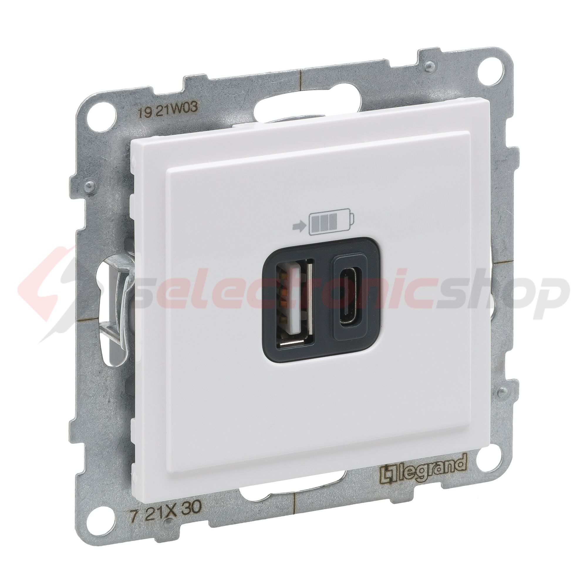 Suno USB töltőaljzat A+C 3000mA/ 5V süllyesztett fehér IP20 LEGRAND - 721130