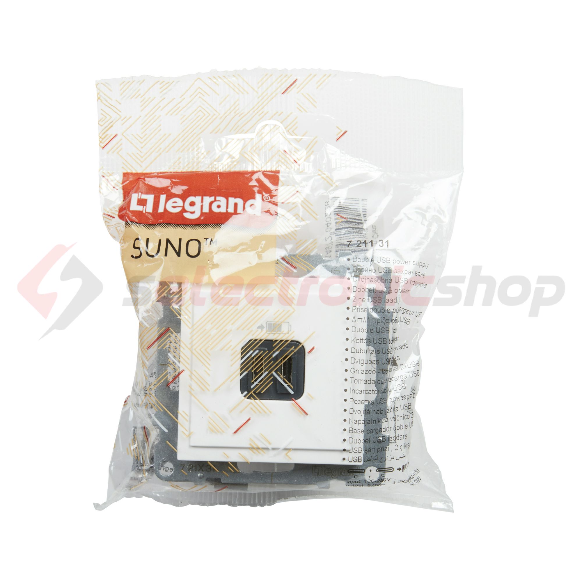 Suno USB töltőaljzat C+C 3000mA/ 5V süllyesztett fehér IP20 LEGRAND - 721131