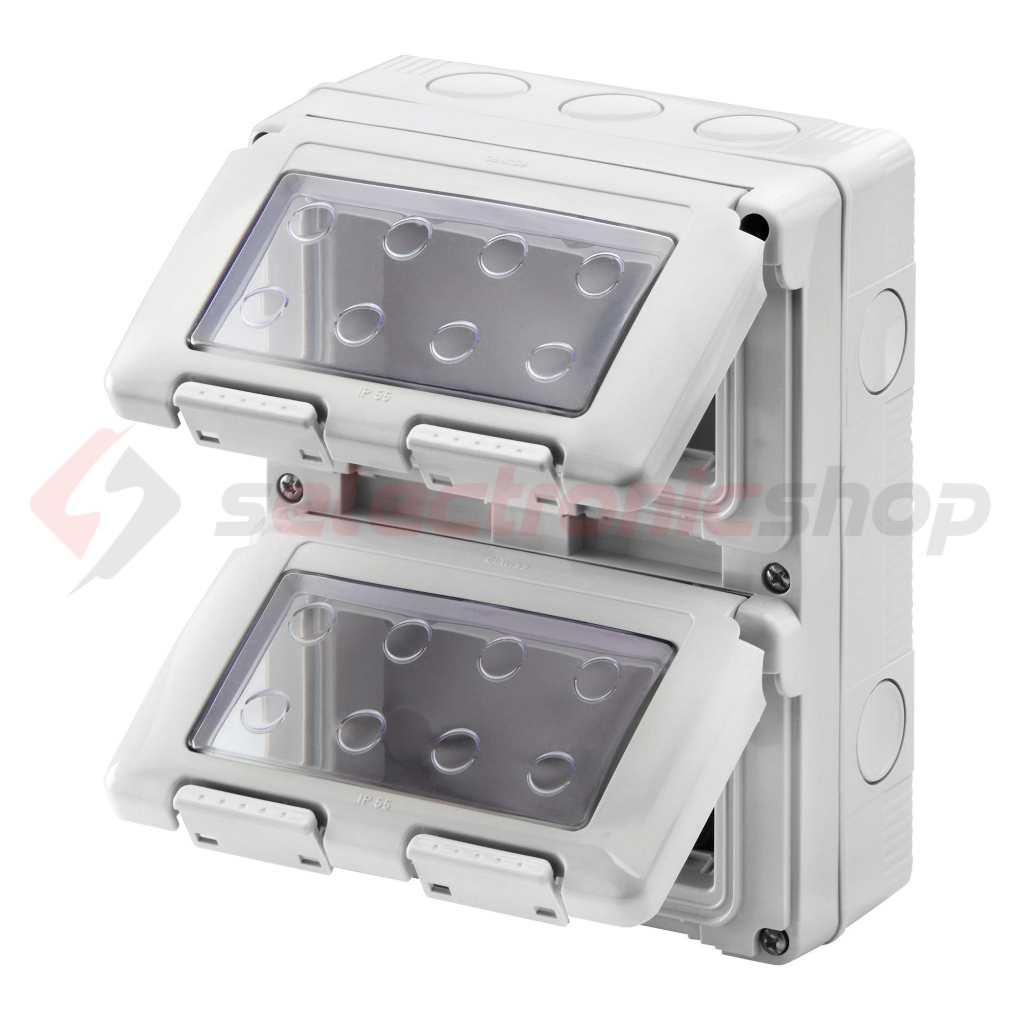 System szerelvénydoboz átlátszó ajtóval 2X4M 2-egység függőleges szürke műanyag 27Combi GEWISS - GW27051