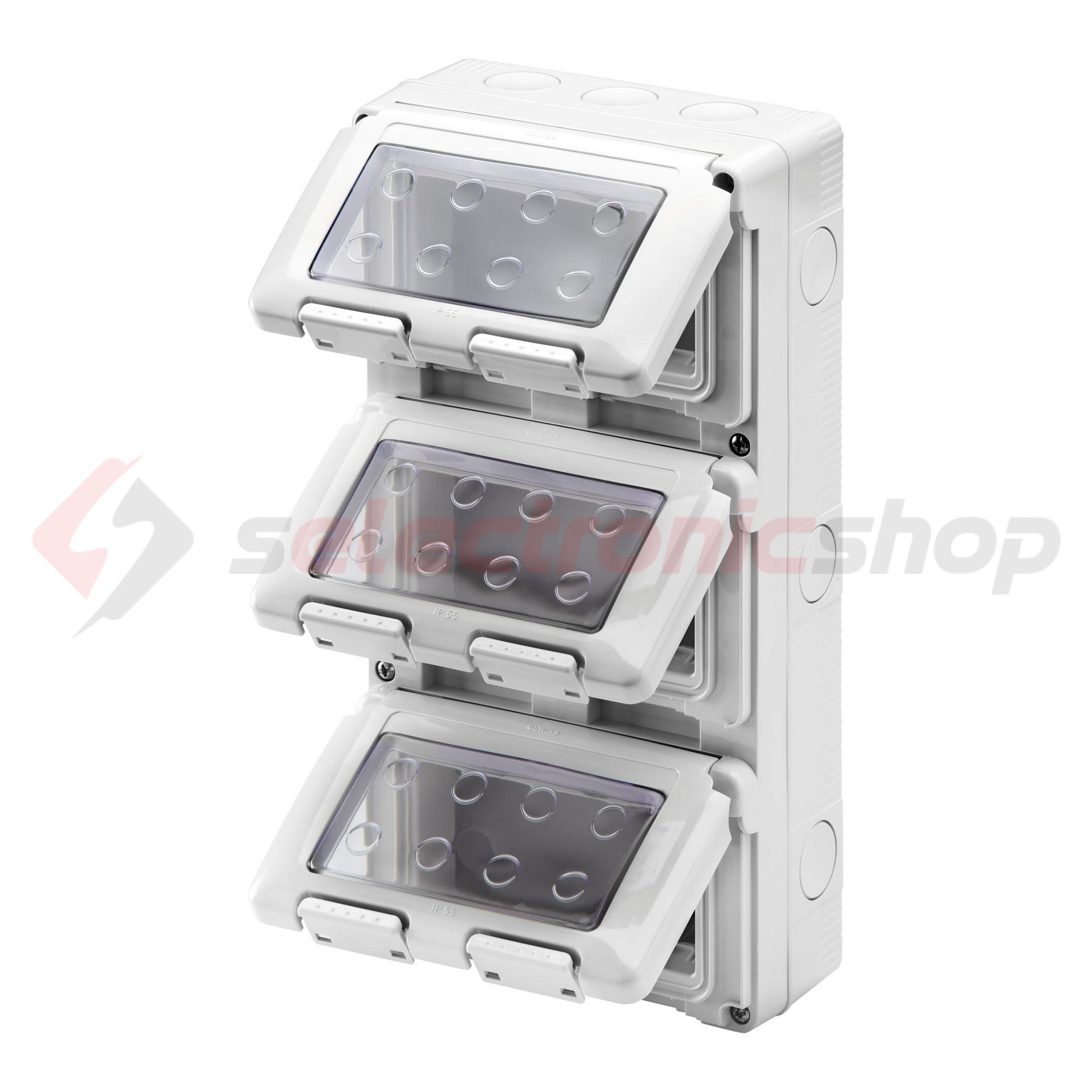 System szerelvénydoboz átlátszó ajtóval 3X4M 3-egység függőleges szürke műanyag 27Combi GEWISS - GW27052