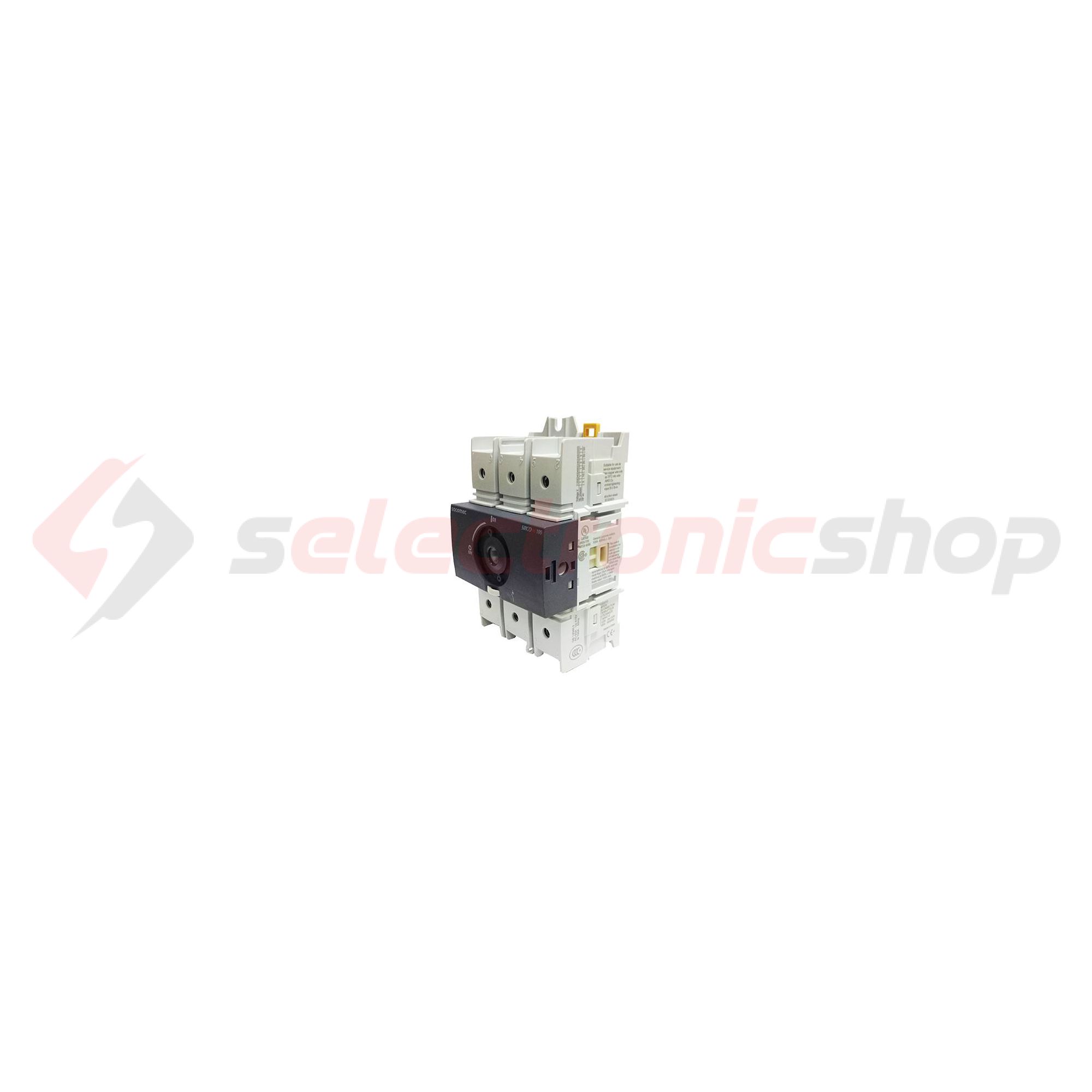 Szakaszoló be-ki kapcsoló alapkészülék 100A 3P ráépíthető sorolható fix Sirco M3 SOCOMEC - 22003010