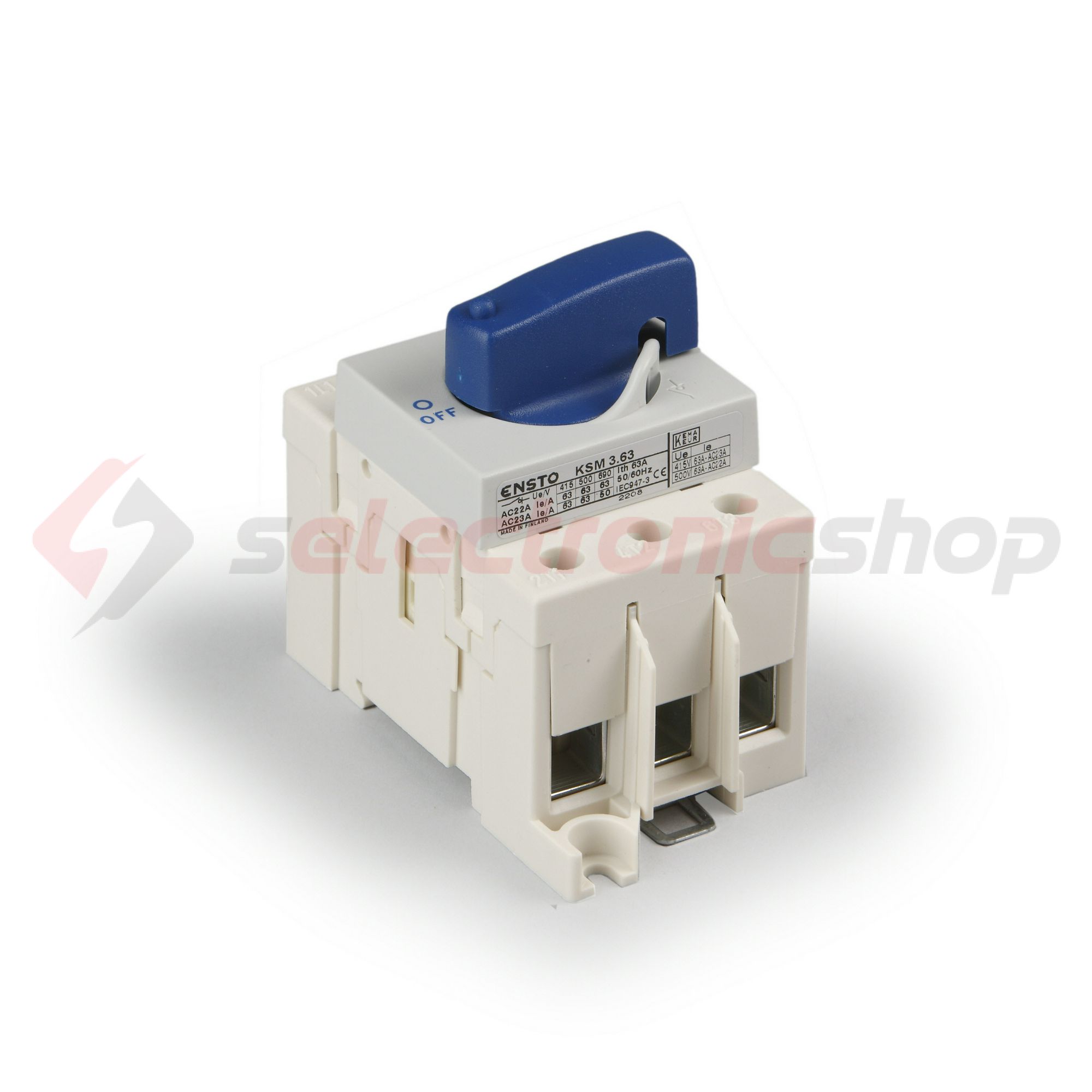 Szakaszoló főkapcsoló 100A 3P 690V ráépíthető fix rövid forgatókaros zárható Ensto - KSM3.100