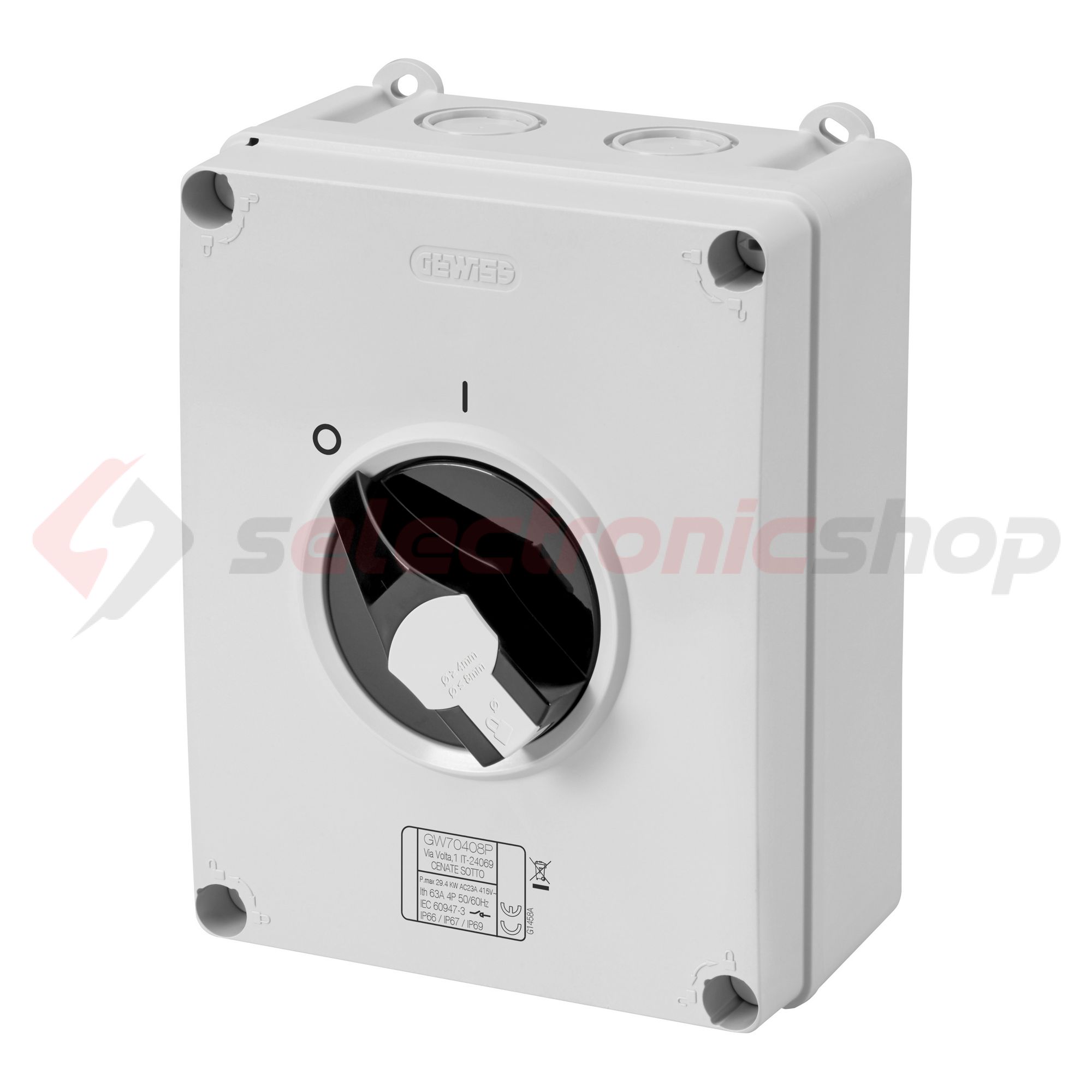 Szakaszoló vész- be-ki kapcsoló 3P 63A tokozott IP66 70RTHP GEWISS - GW70407P