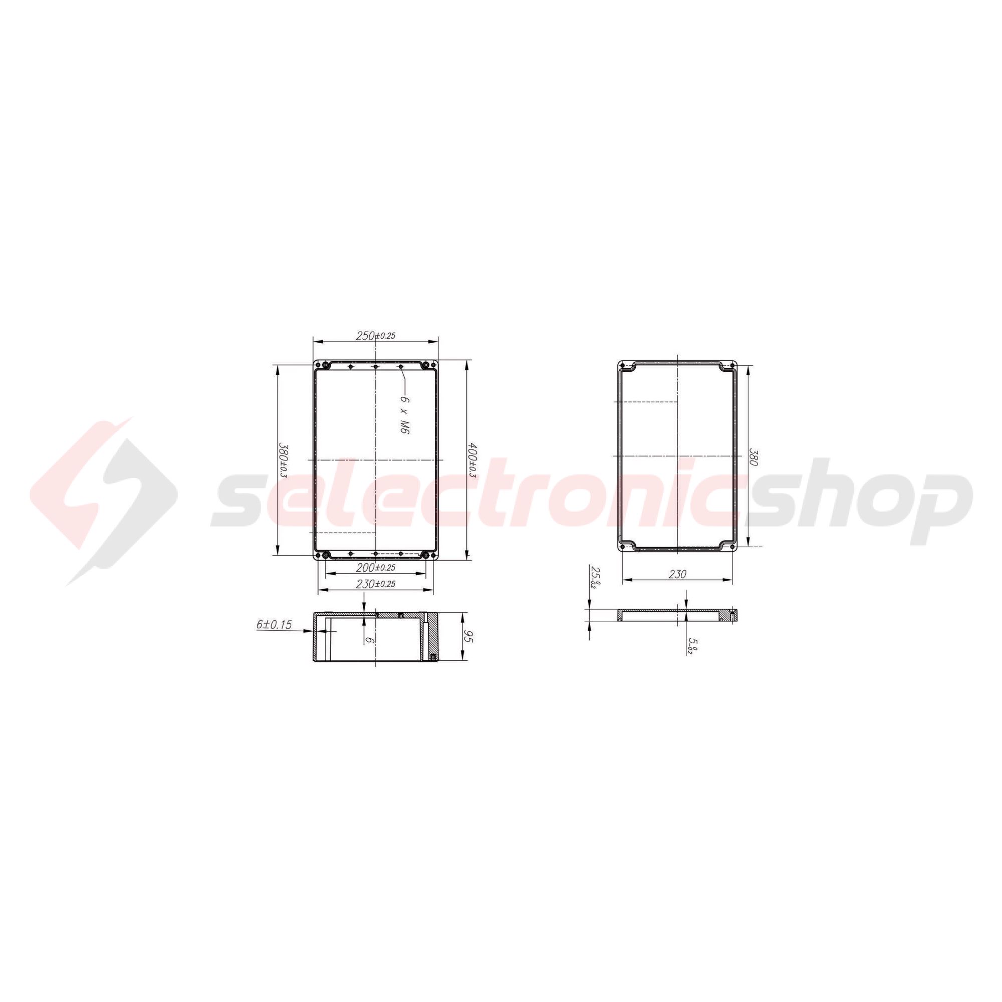 Szerelő/készülékdoboz poliészter falonkívüli műanyag 250mm x 400mm 120mm CSP 402512 Csatári Plast - CSP10402512