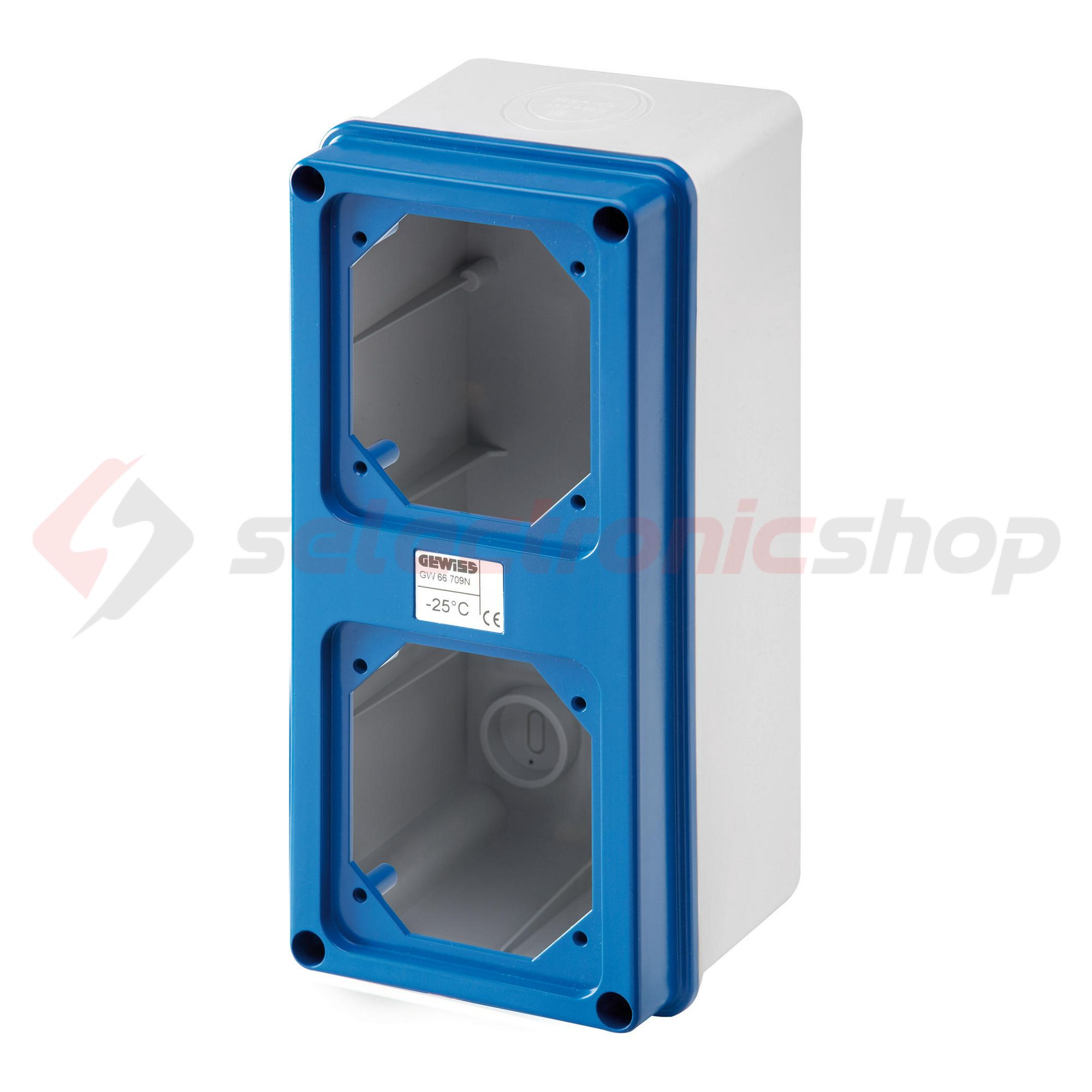 Szerelvénydoboz falonkívüli 16-32A CEE dugaljhoz műanyag 120mm x 280mm-hossz 92mm IP55 IB GEWISS - GW66741N