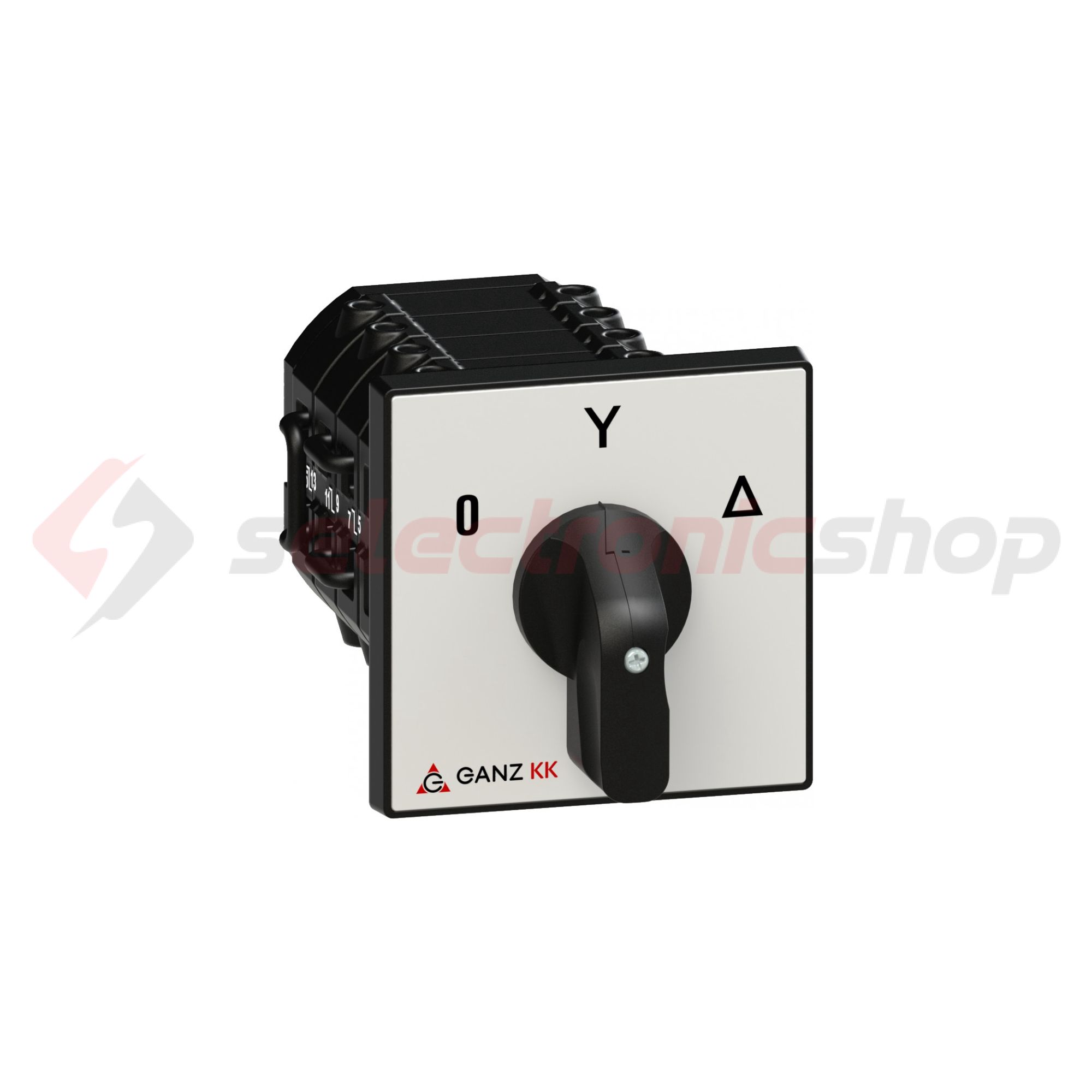 Terhelés 0-1 csillag-delta kapcsoló 3P 63A előlapra KK2-63-6009 Ganz KK - 904-6009-701