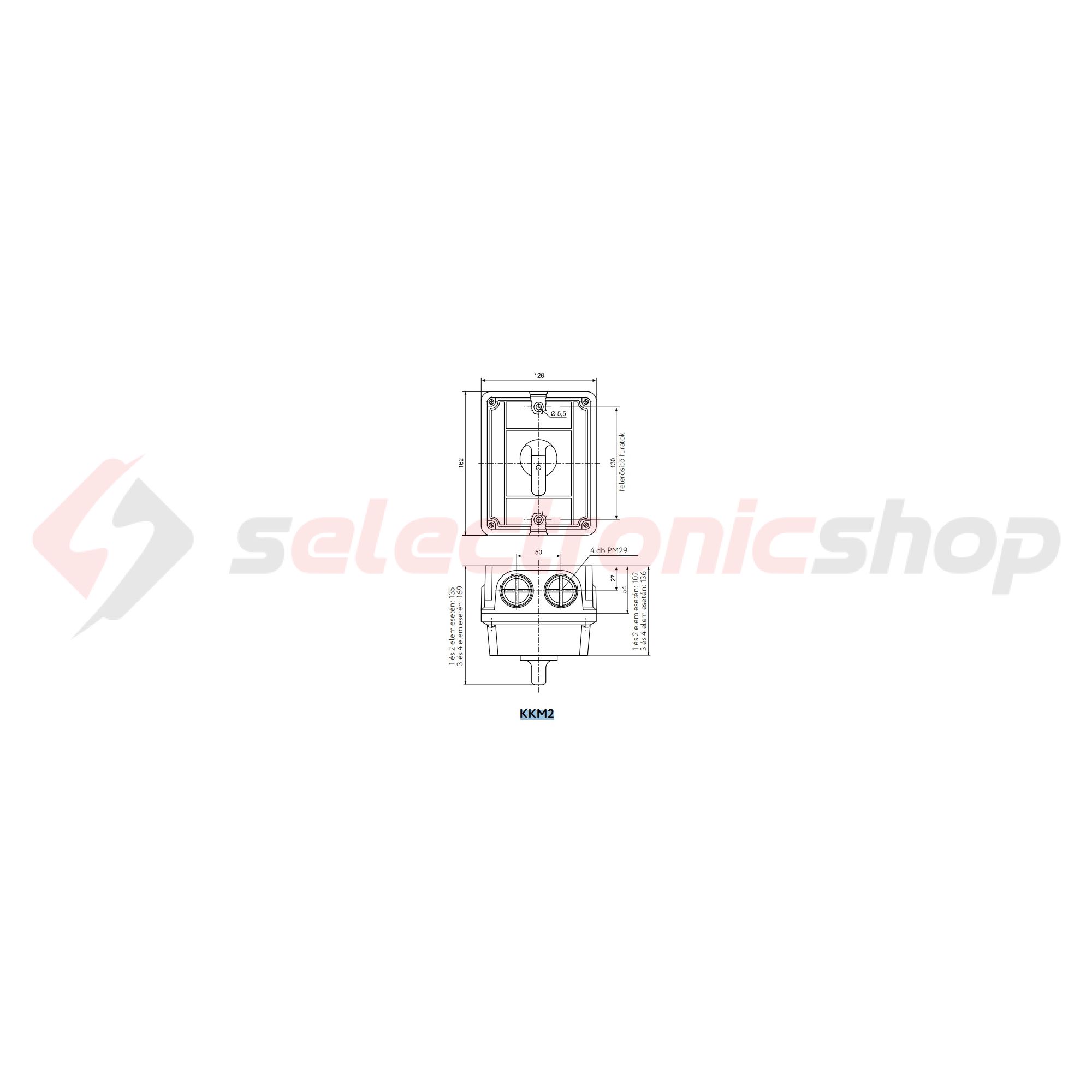 Terhelés be-ki kapcsoló 3P 115A tokozott KKM2-115-6002 Ganz KK - 904-6002-972