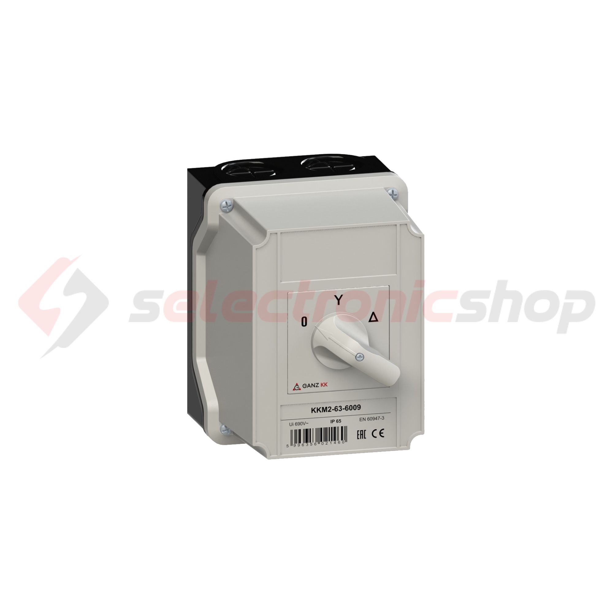 Terhelés csillag-delta kapcsoló 3P 63A tokozott KKM2-63-6009 Ganz KK - 904-6009-742