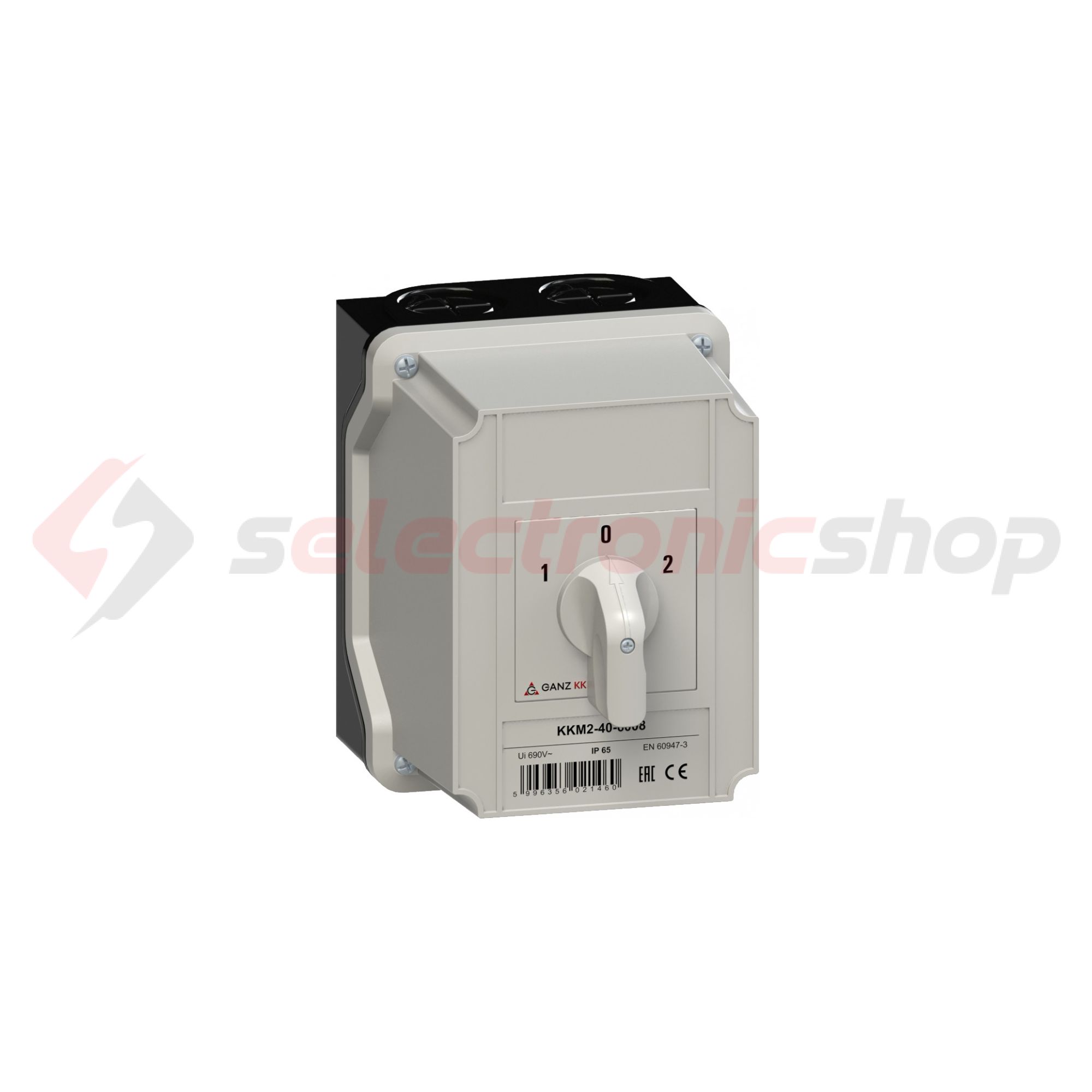 Terhelés irányváltó kapcsoló 3P 40A tokozott KKM2-40-6008 Ganz KK - 903-6008-642