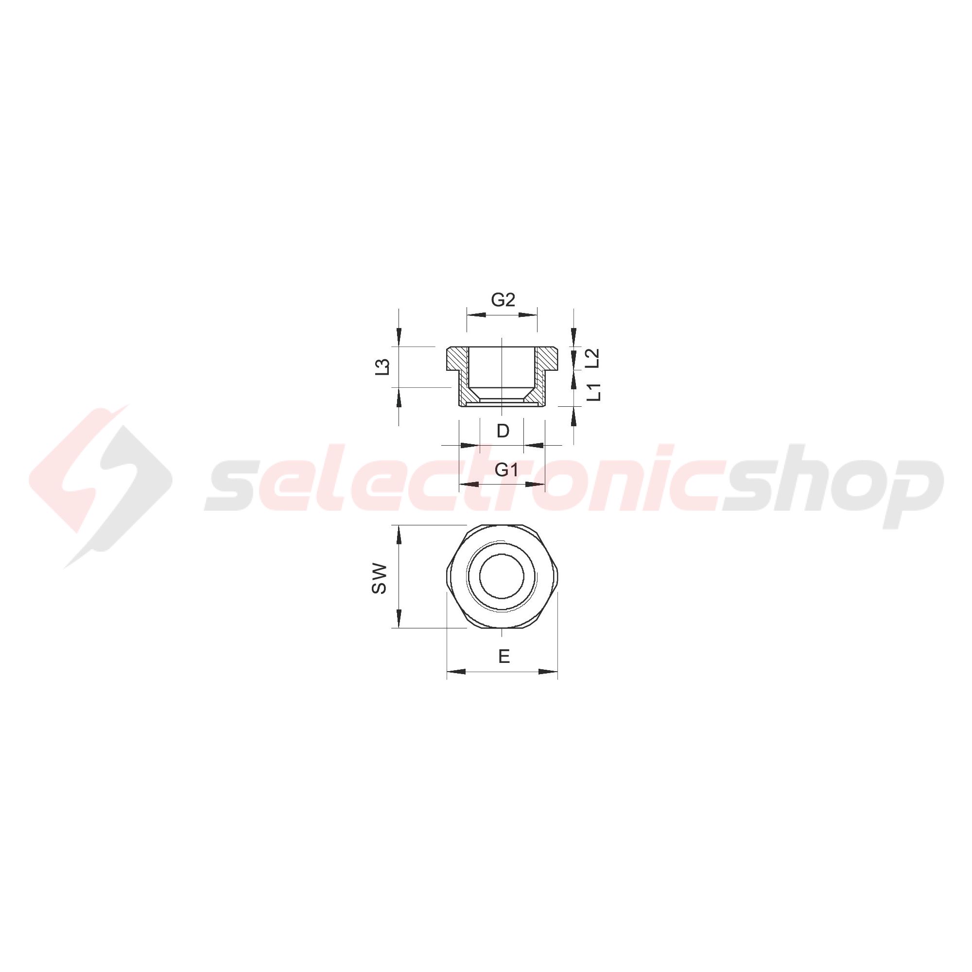 Tömszelence szűkítő szürke M 20/ M 16 műanyag 107 R M20-16 PA OBO-BETTERMANN - 2030619