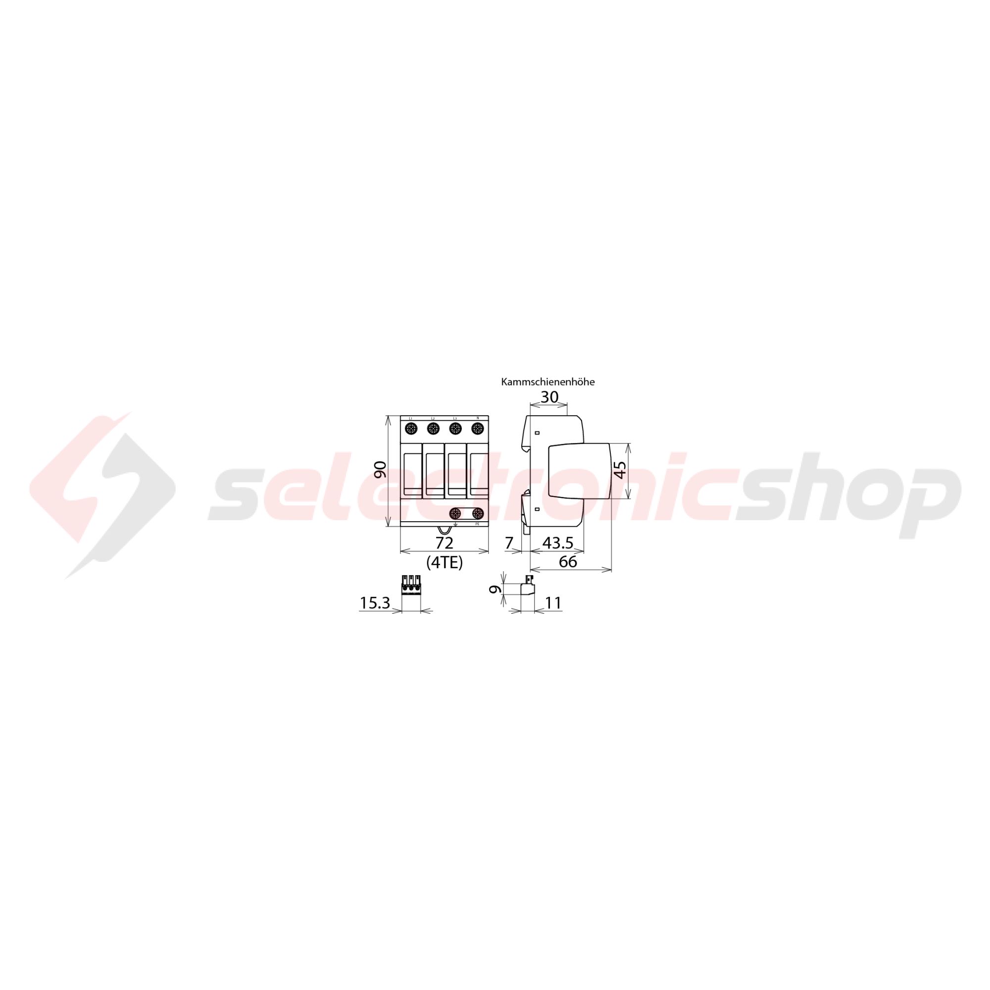 Túlfeszültség-korlátozó DEHNguard C 4P T2 TN-S 230V/AC 40kA 4M DG M TNS 275 FM DEHN - 952405
