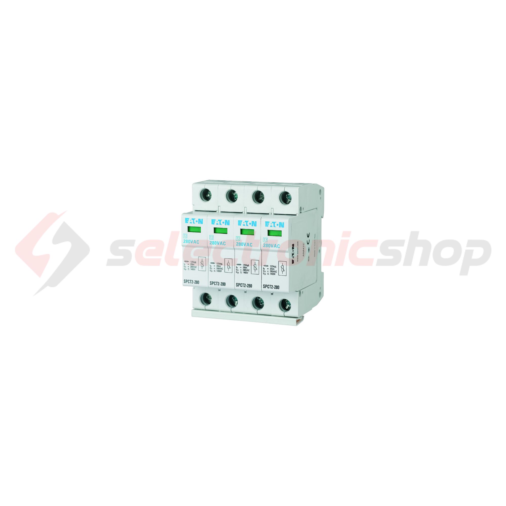 Túlfeszültség-levezető dugaszolható 4P T2 TN-S TN-C-S TN 280V/AC 40kA 4M SPCT2-280/4 EATON - 167596