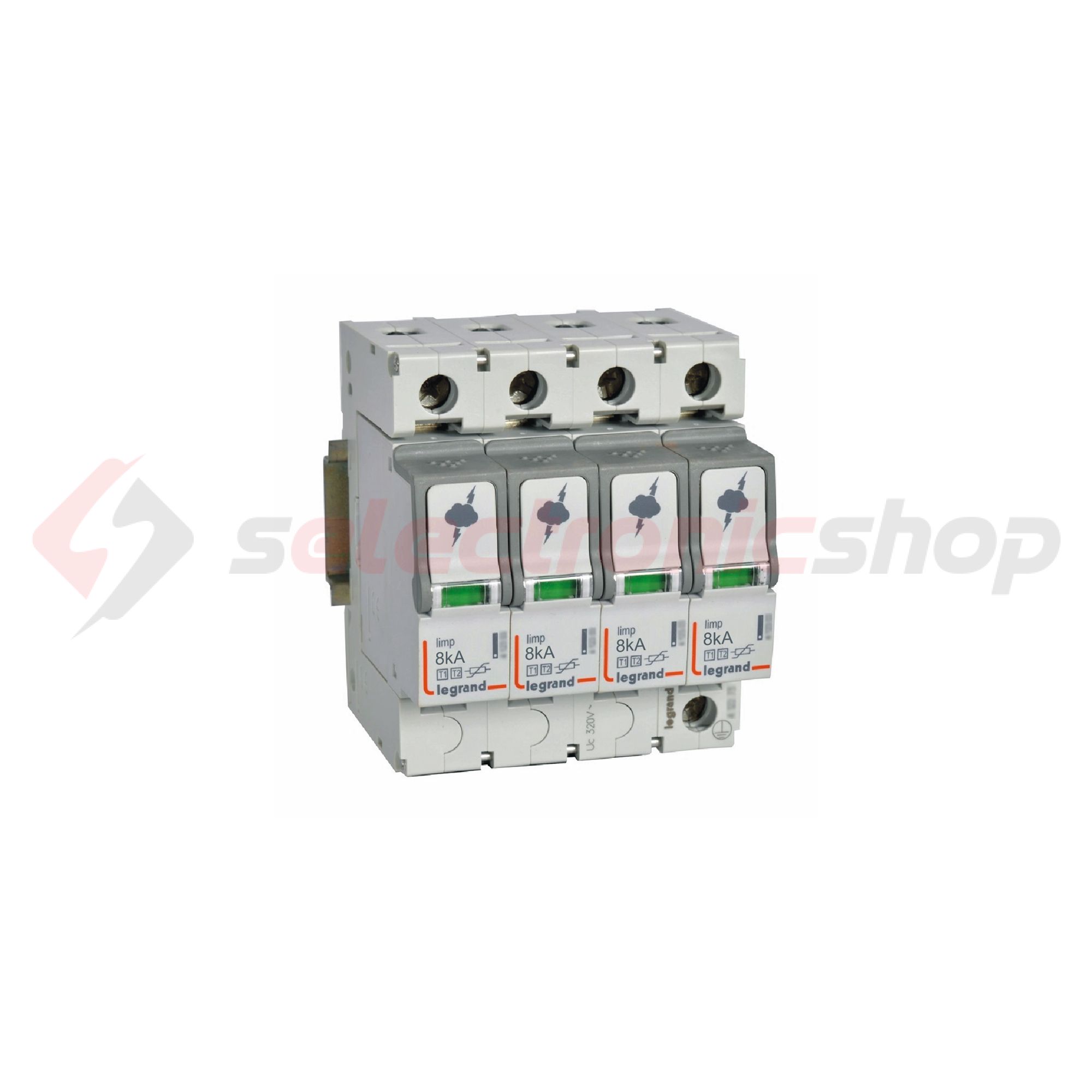 Túlfeszültség-levezető dugaszolható kombi T1+T2 4P T2 TNC TN-S TT 400V/AC 50kA 4M imax LEGRAND - 412253