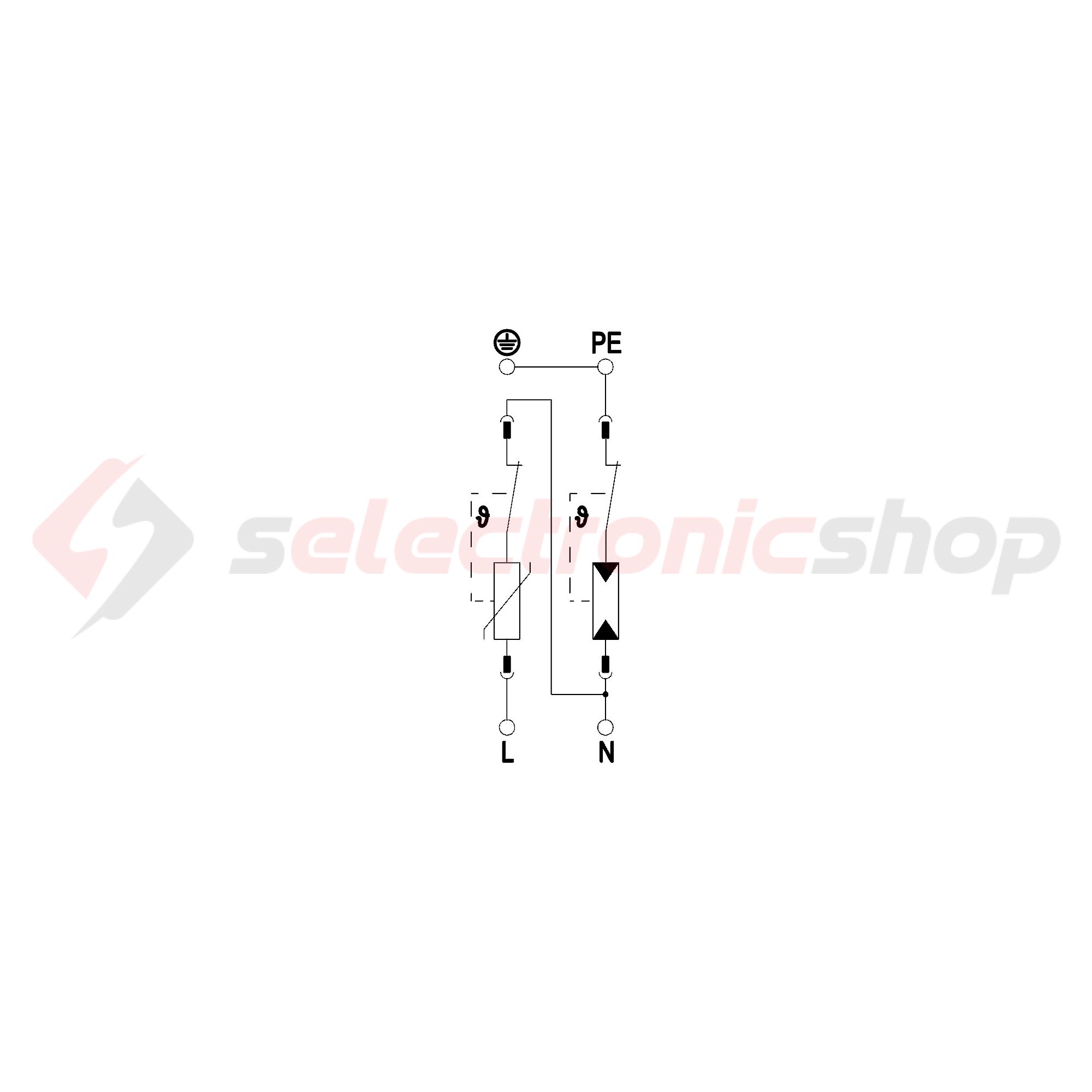 Túlfeszültség-levezető kombi 2P T1+T2 TT TN-S TN-C-S TN 230V/AC 2M V50-B+C 1+NPE OBO-BETTERMANN - 5093522