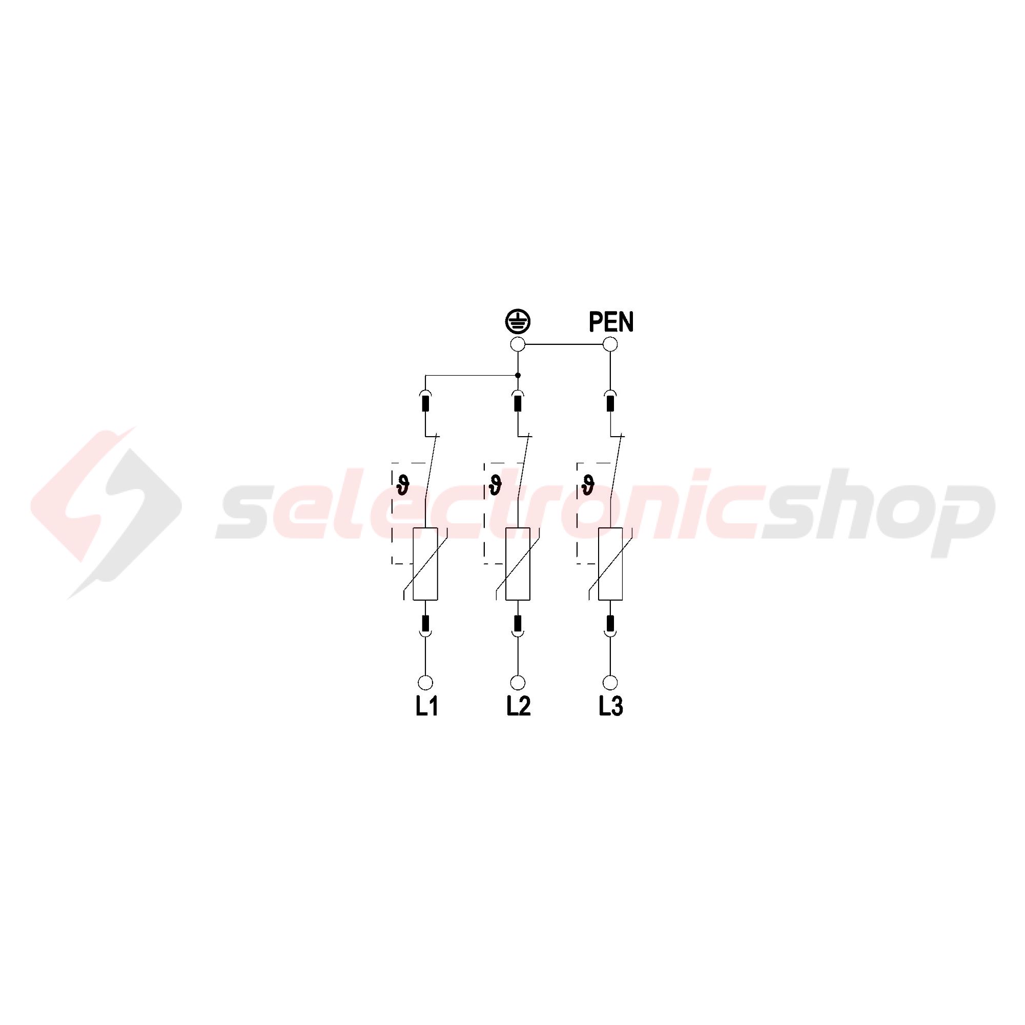 Túlfeszültség-levezető kombi 3P T1+T2 TNC TN-S TN-C-S TN 230V/AC 3M V50-B+C 3-280 OBO-BETTERMANN - 5093511