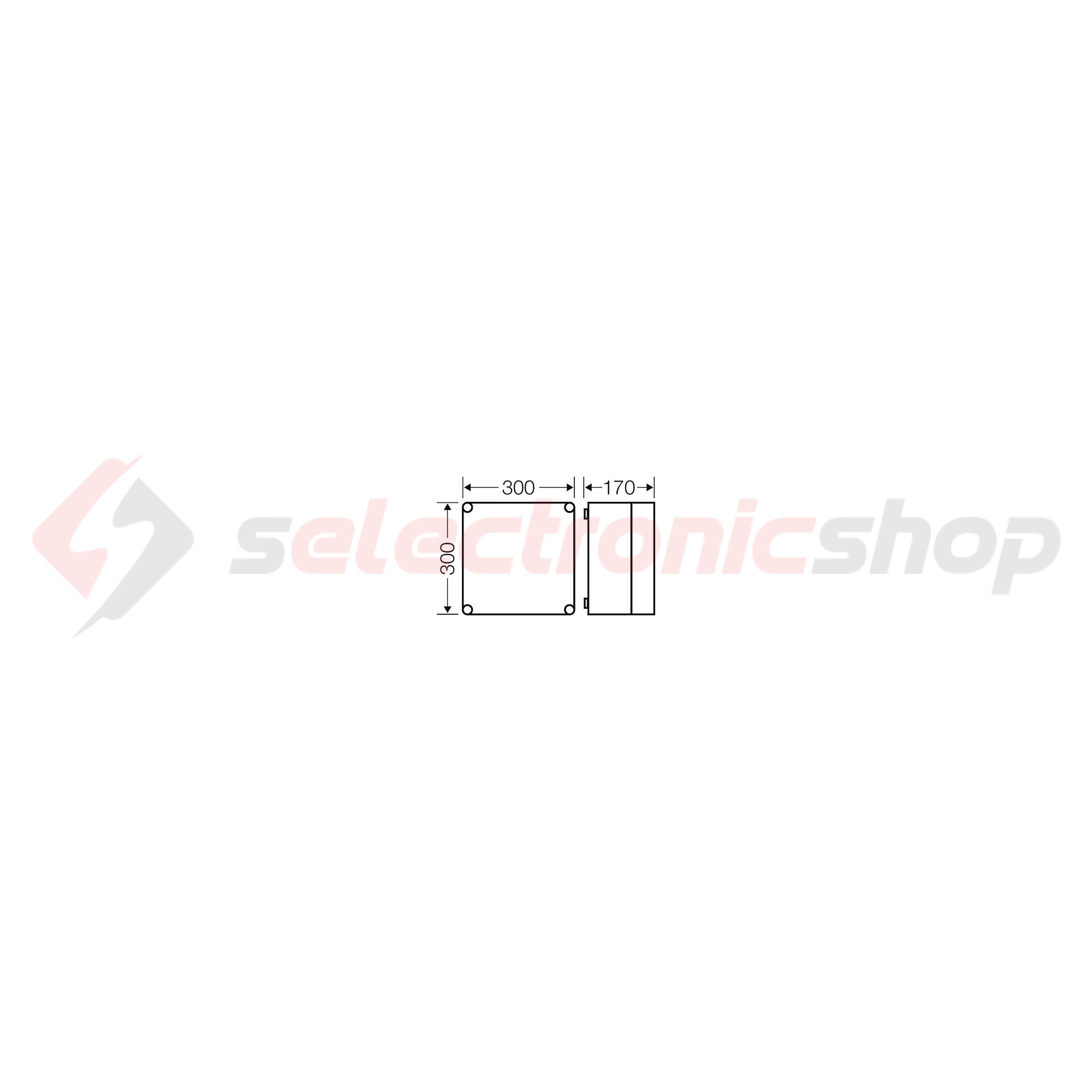 Üres elosztószekrény falonkívüli műanyag fedél 300mm x 300mm x 170mm IP65 Mi 0201 Hensel - 2000008